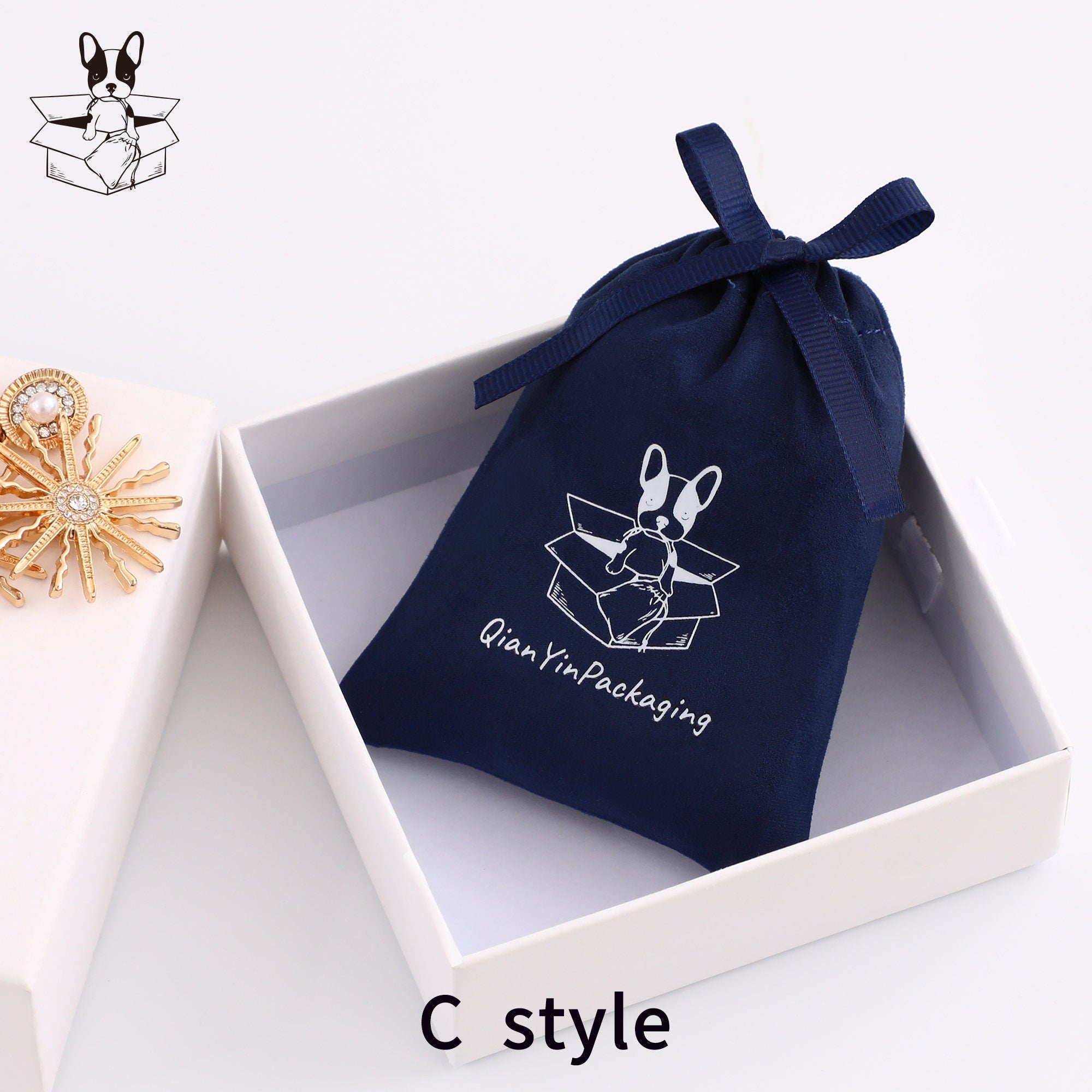 50 Personalized Logo Suede Drawstring Bag, Jewelry Pouch-zoom-7