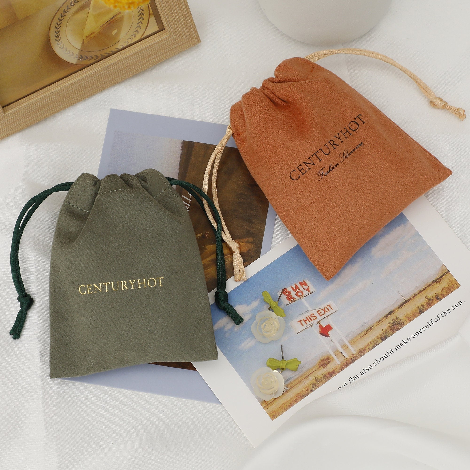 Personalized Suede Drawstring Bag: Custom Logo Jewelry Pouch-zoom-1