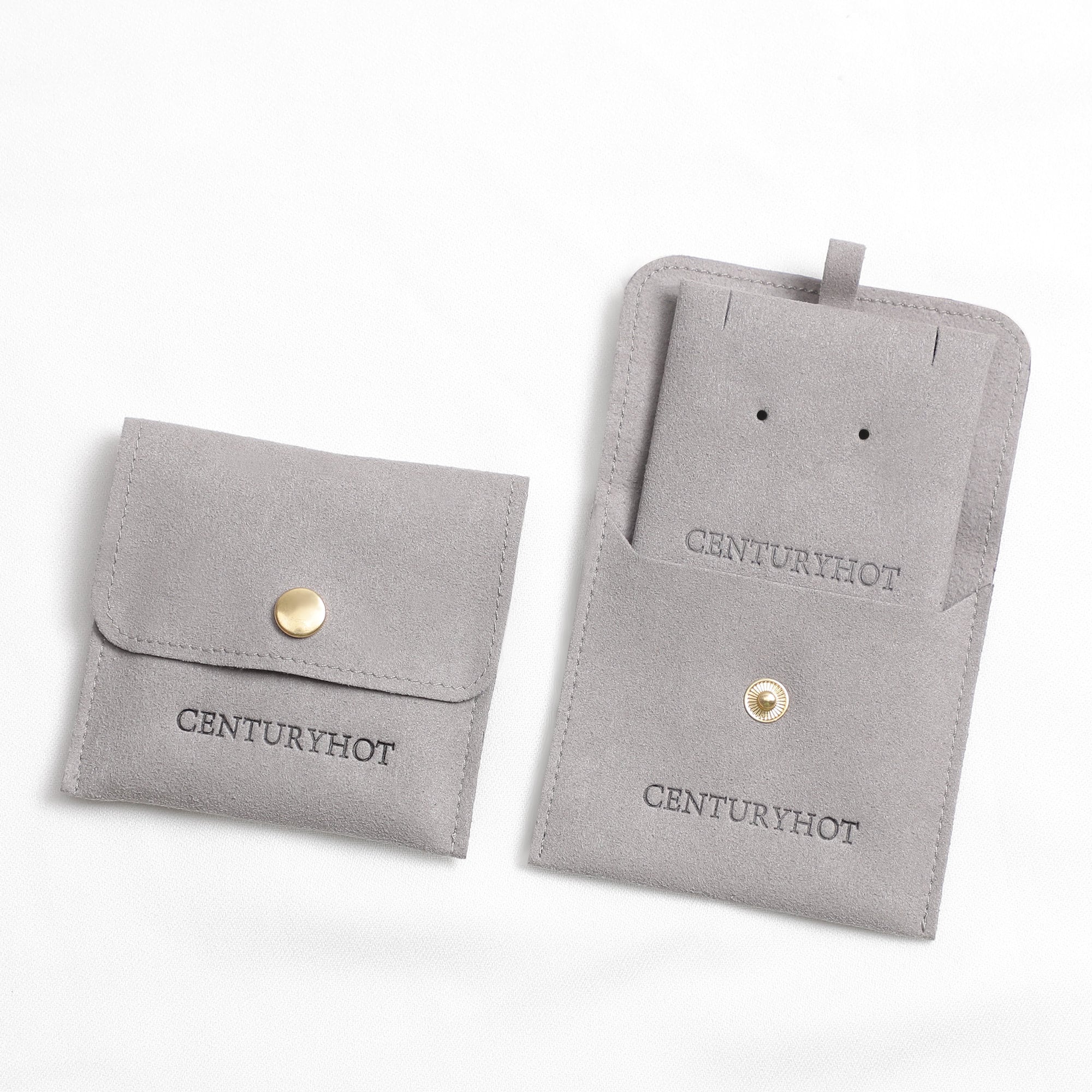 50 Gray Microfiber Jewelry Packaging Bags: Custom Logo, Snap Closure-zoom-4
