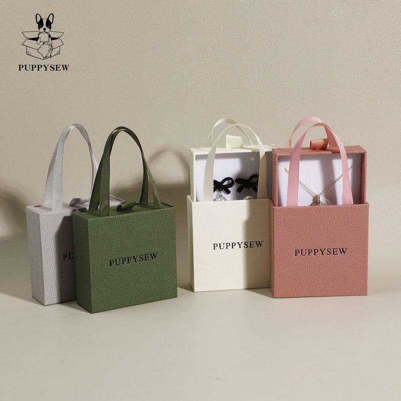 Ribbon Handle Jewelry Gift Box, Custom Logo Available-zoom-