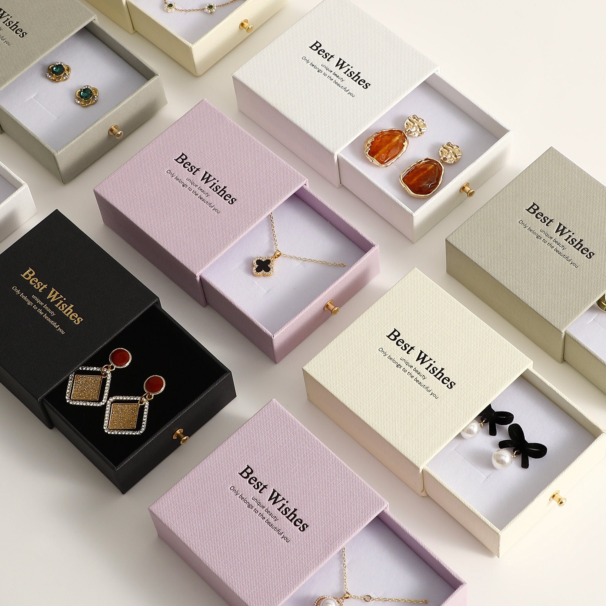 Customizable Jewelry Box with Metal Handle - Necklace, Ring Packaging (50pcs)-zoom-9