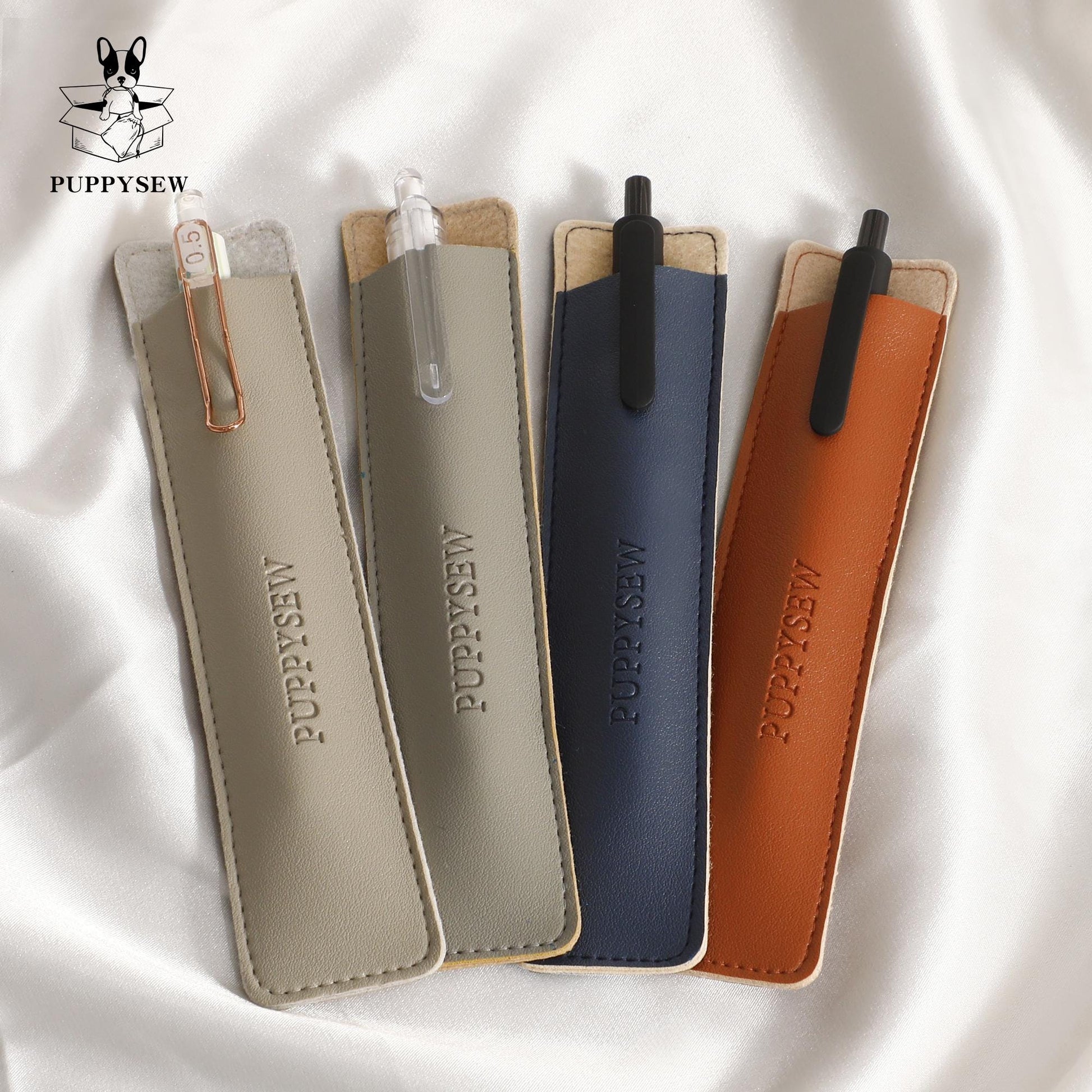 Embossed Faux Leather Pen or Makeup Brush Cover (50pcs)-3