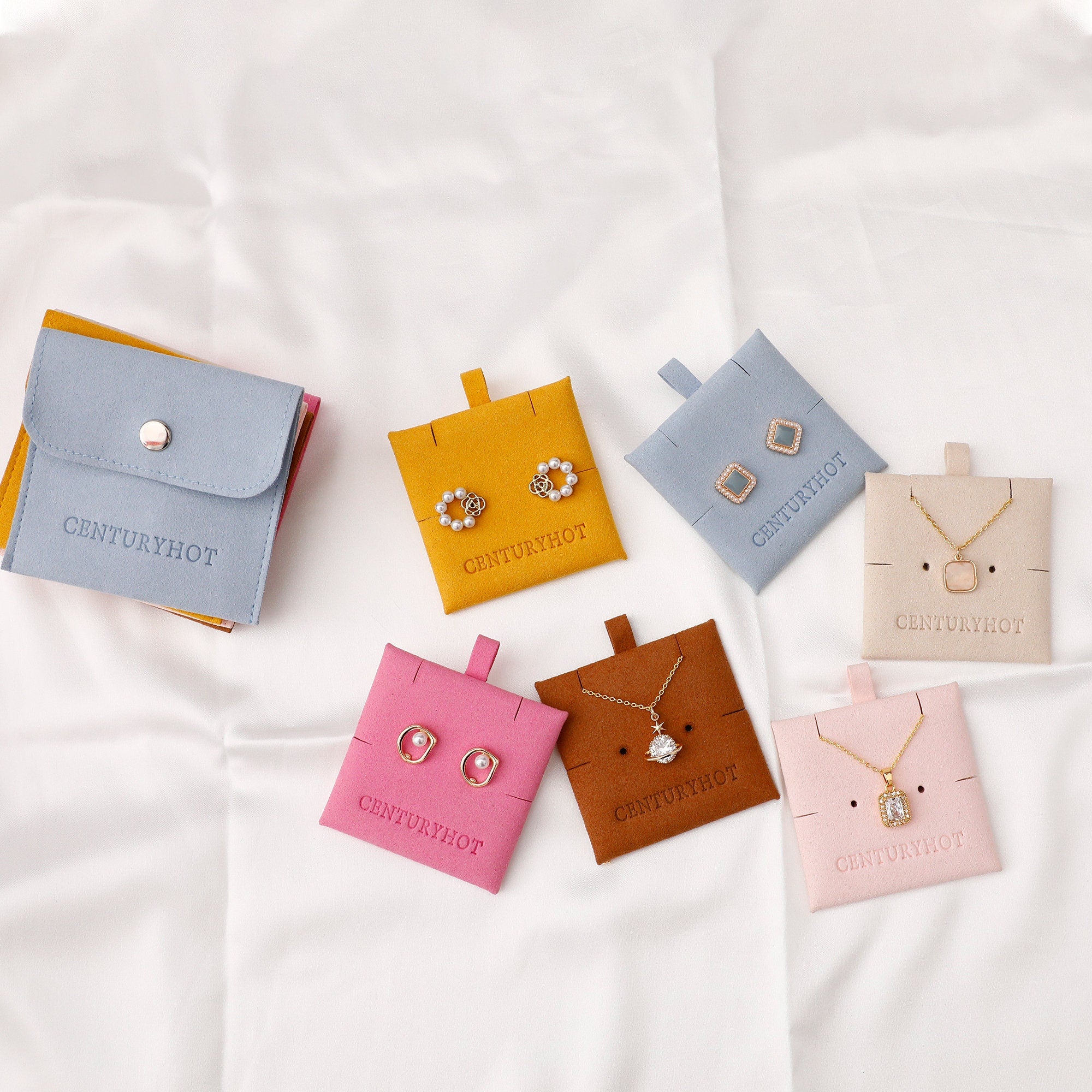 Customizable Logo Jewelry Display Card - Microfiber Necklace Clip (50pc)-zoom-3
