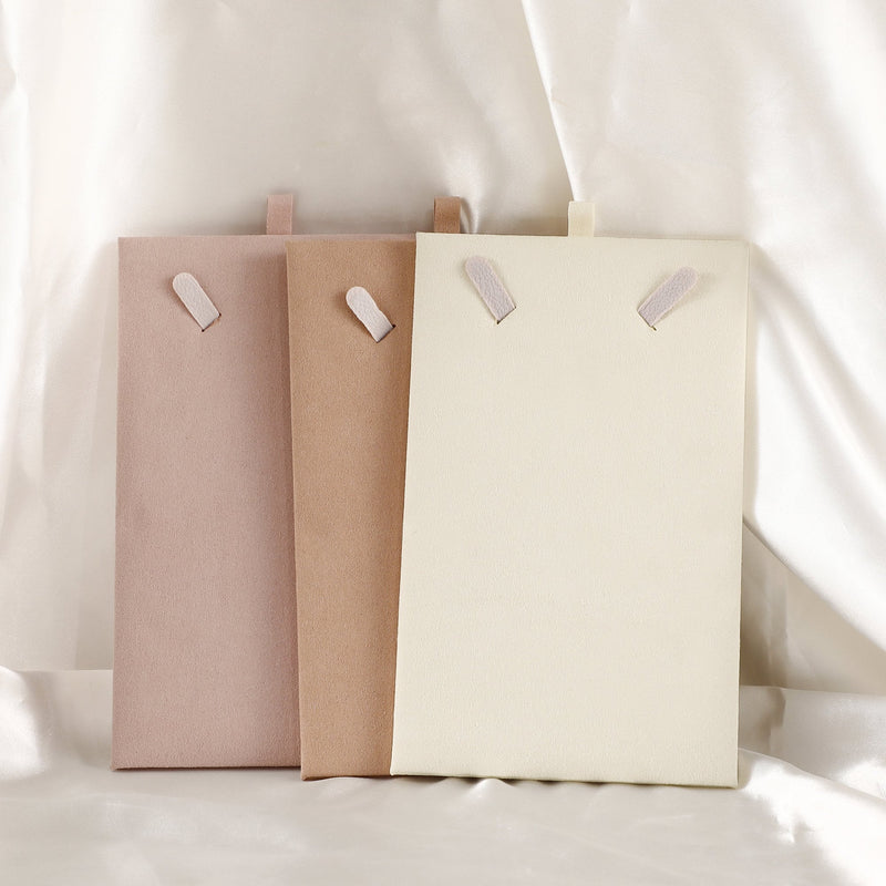 Personalized Cream Microfiber Necklace Gift Bag, Jewelry Display-zoom-
