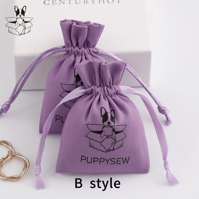 Purple Cotton Drawstring Pouch, Personalized Logo, Jewelry Packaging-zoom-