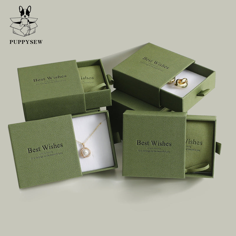 Customizable Green Microfiber Jewelry Box with Bag (9x9cm)-zoom-