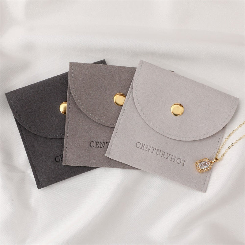 Custom Microfiber Jewelry Pouch with Button, Personalized Logo (50pcs)-zoom-