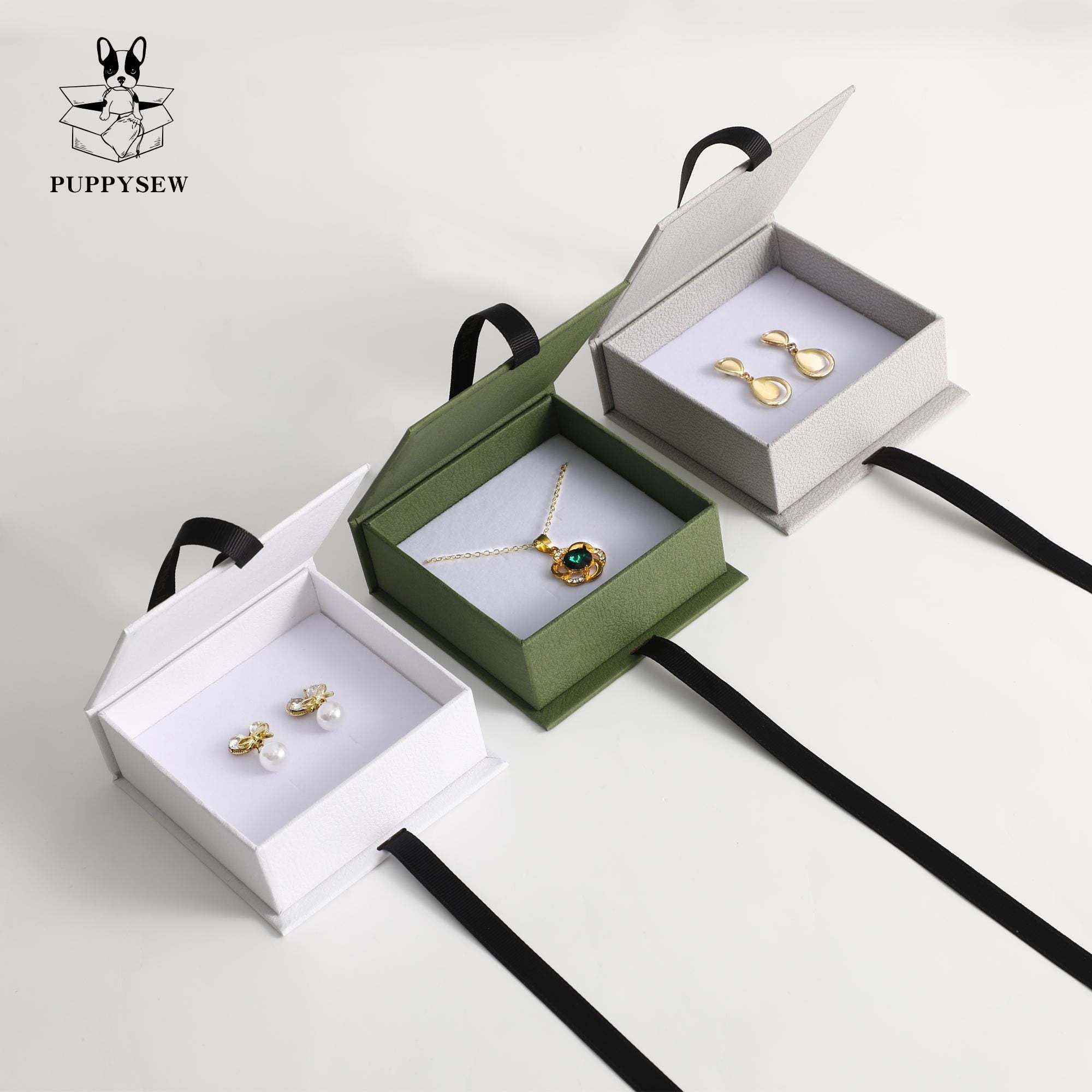 Luxury Magnetic Jewelry Box, Textured Cardboard Gift Box-zoom-7