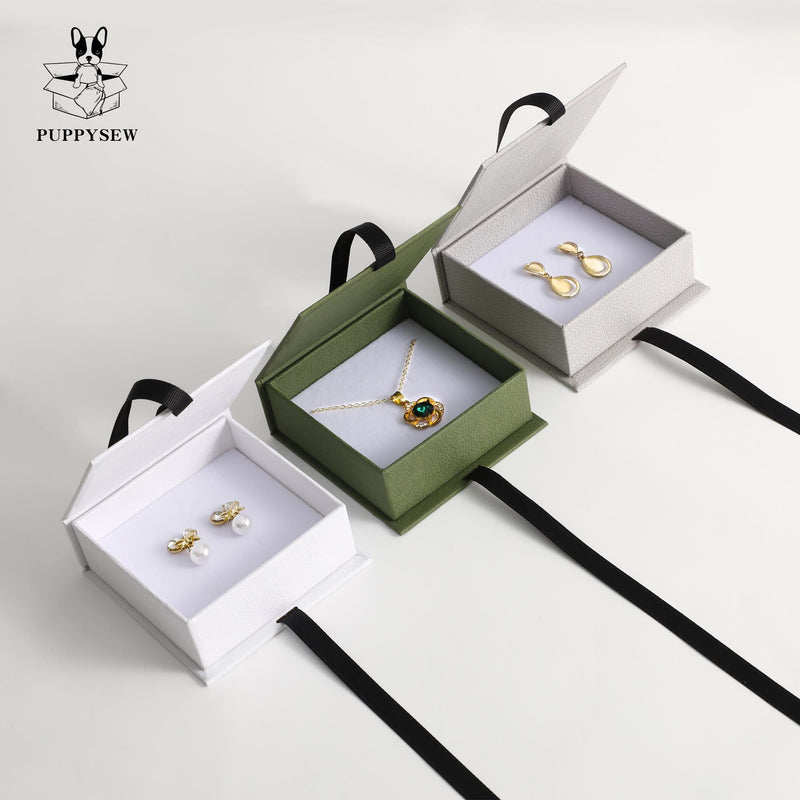 Luxury Magnetic Jewelry Box, Textured Cardboard Gift Box-zoom-