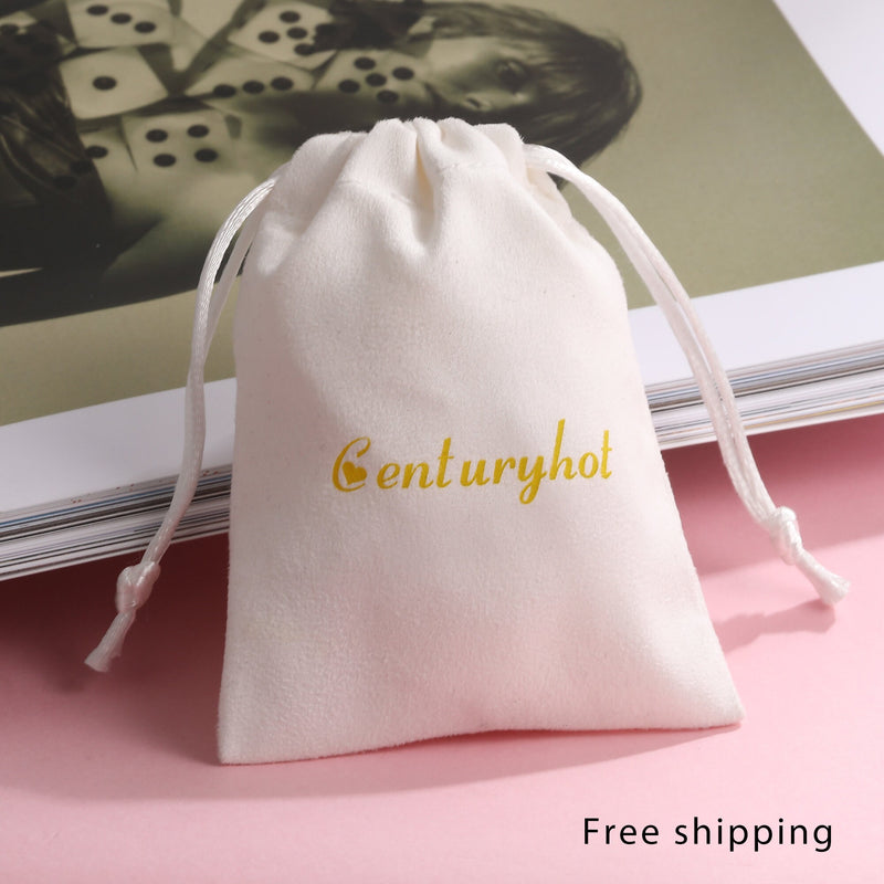 50 Custom Logo Flannel Drawstring Bags, Jewelry Packaging-zoom-