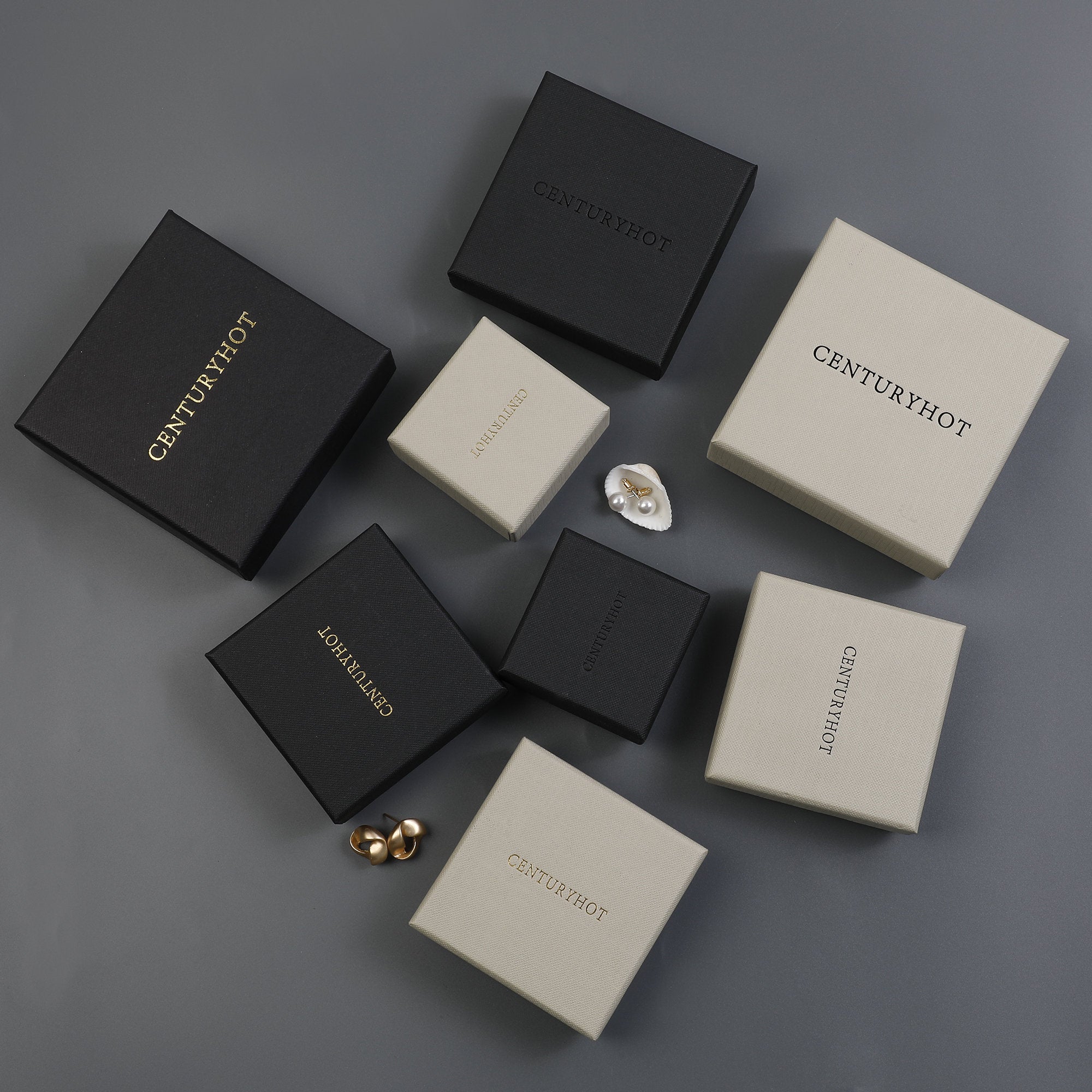 50pcs Custom Logo Jewelry Box with Snap Lid