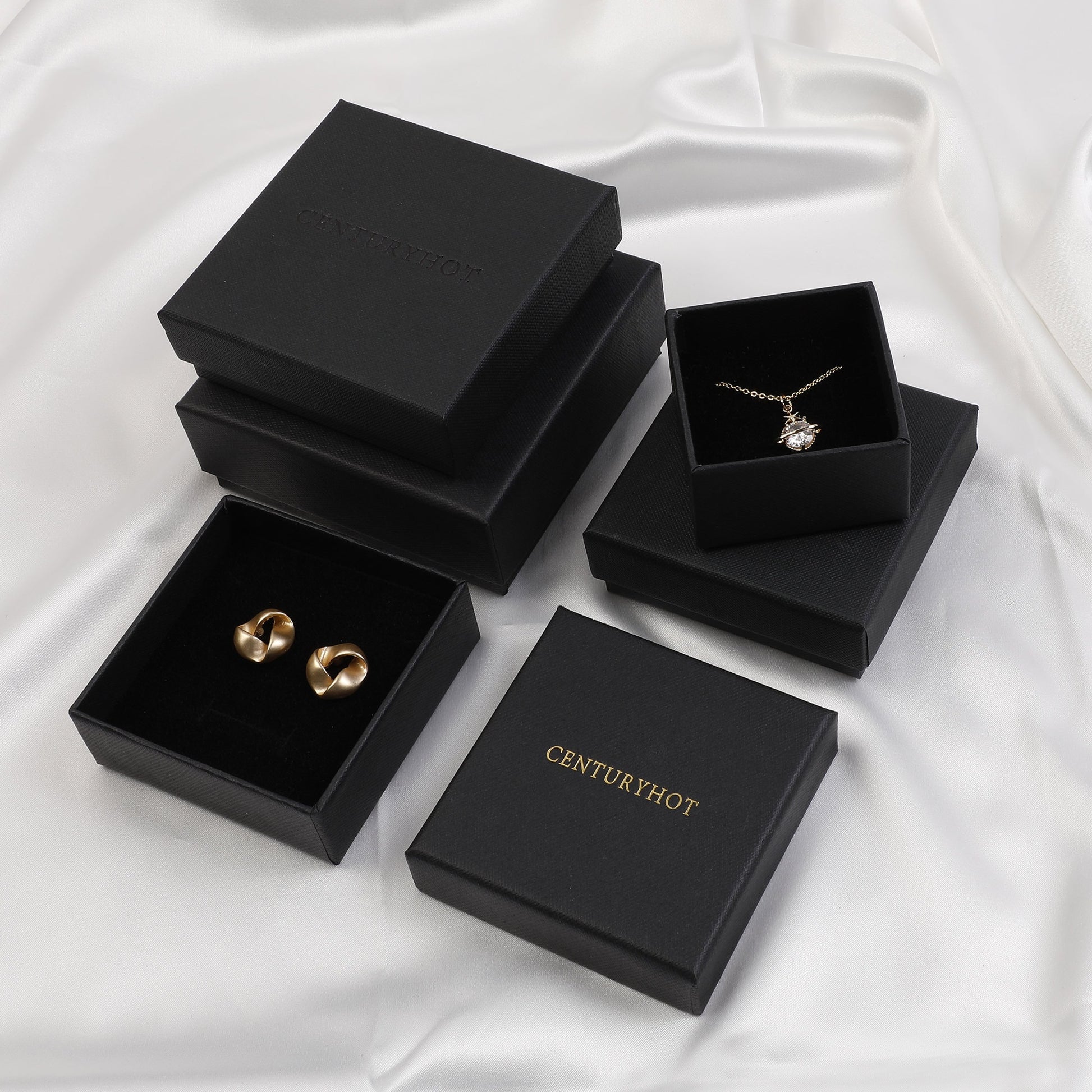 50pcs Custom Logo Jewelry Box with Snap Lid-2