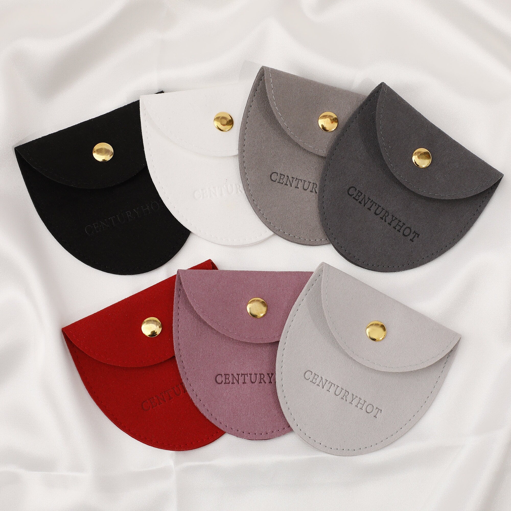 50 Personalized Microfiber Jewelry Bags, Embossed Logo, Custom Packaging-zoom-4