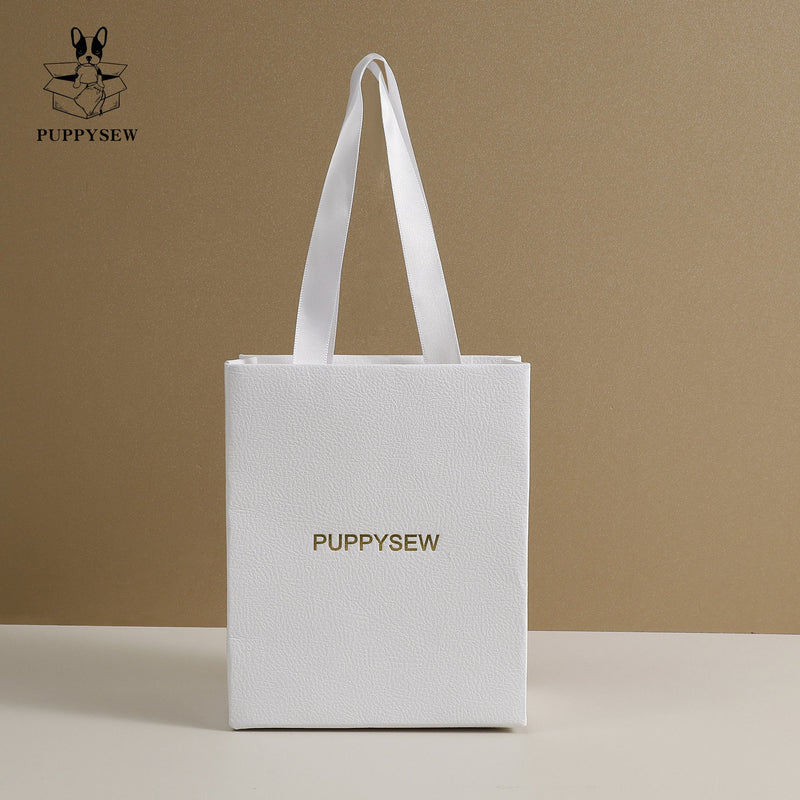 Custom Logo Gift Paper Bags, Textured Luxury Packaging (12.5x7.5x15 cm)-zoom-