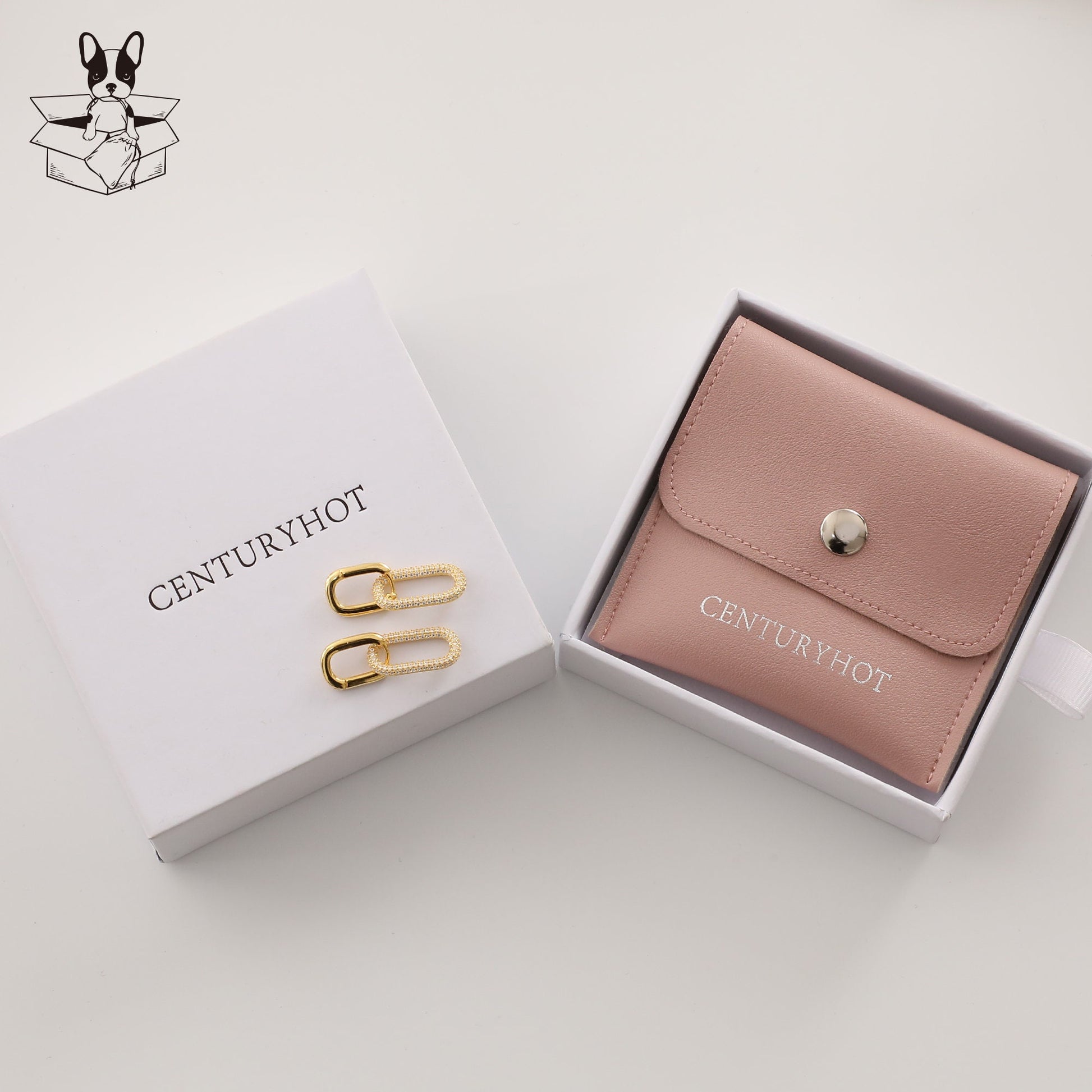 Custom Embossed Logo Jewelry Packaging Bags, Faux Leather Snap Closure-9