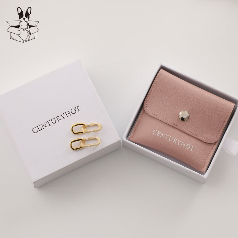 Custom Embossed Logo Jewelry Packaging Bags, Faux Leather Snap Closure-zoom-