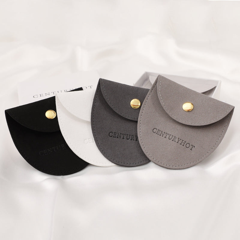 50 Personalized Microfiber Jewelry Bags, Embossed Logo, Custom Packaging-zoom-