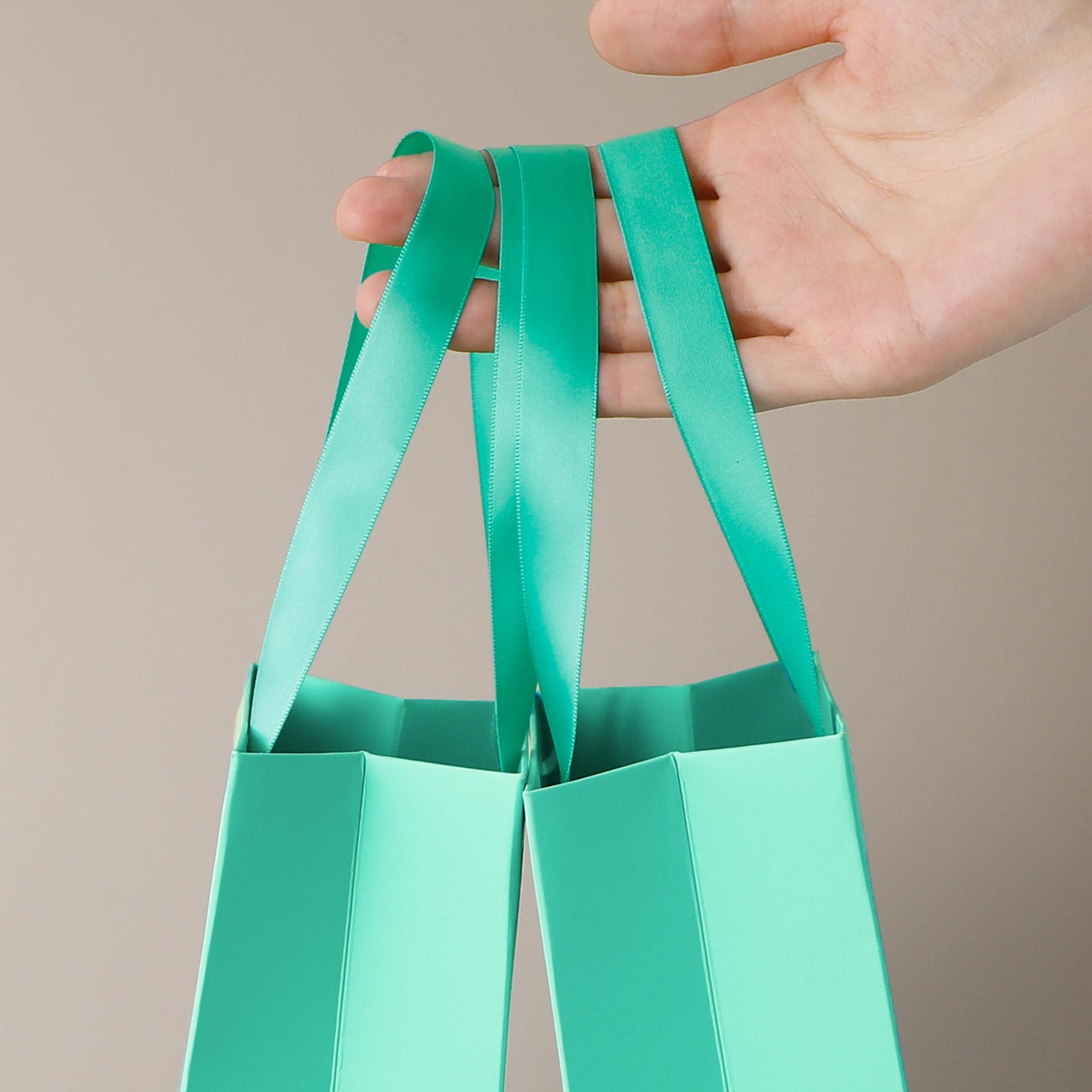 Custom Logo Teal Paper Gift Bags with Satin Handles, Wedding Favors, Boutique Packaging-zoom-10