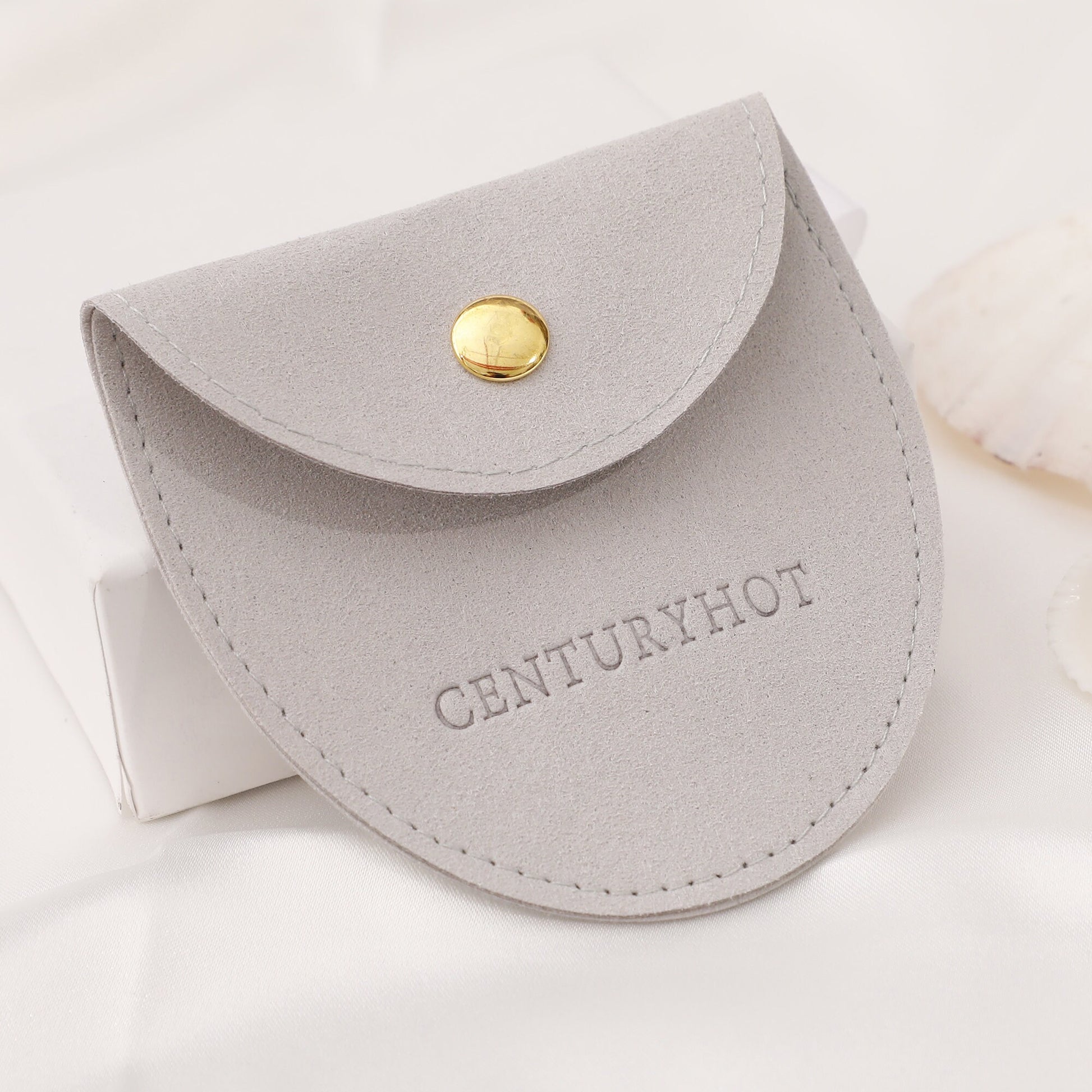 50 Personalized Microfiber Jewelry Bags, Embossed Logo, Custom Packaging-5