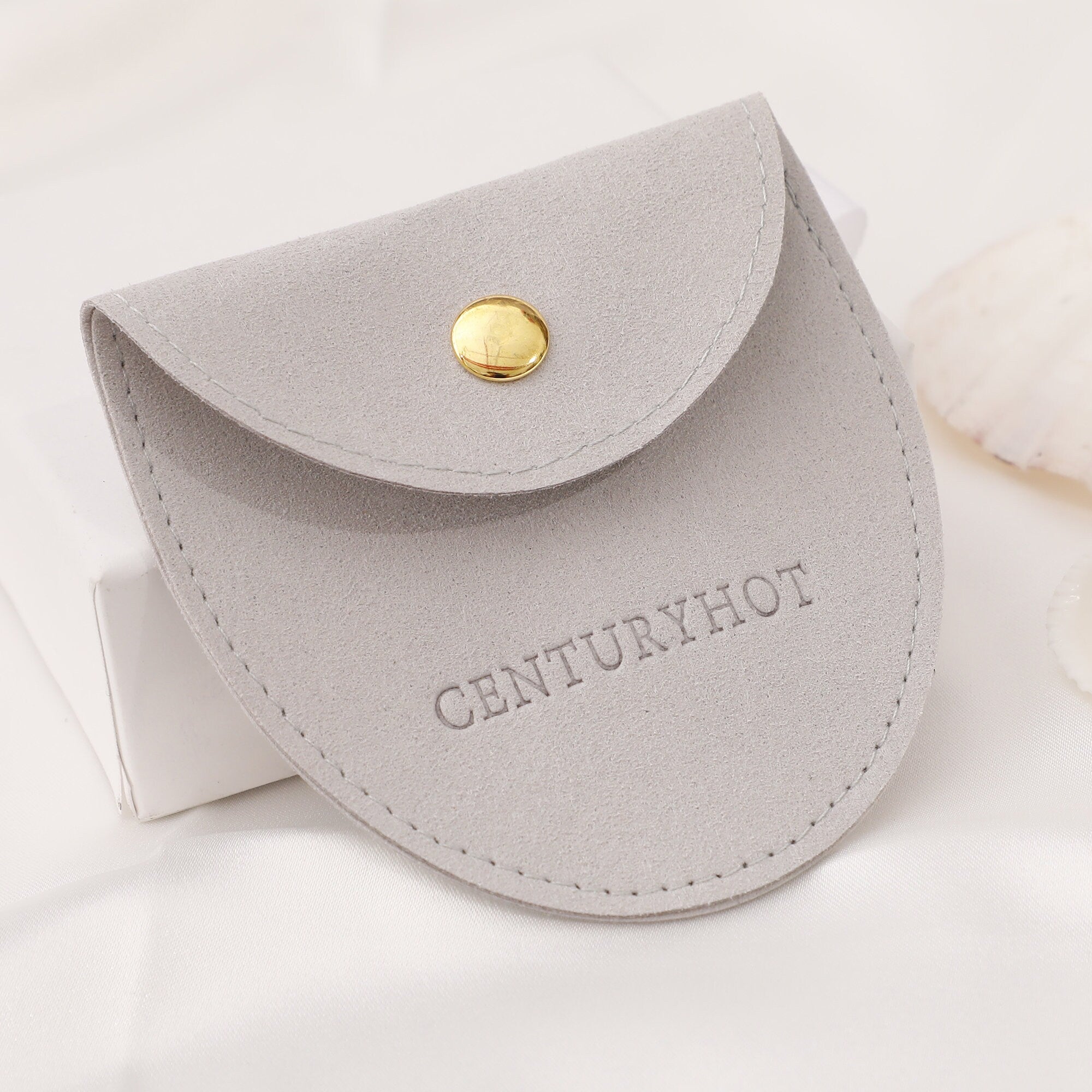 50 Personalized Microfiber Jewelry Bags, Embossed Logo, Custom Packaging-zoom-5