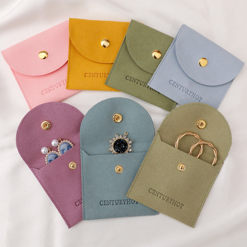 Custom Microfiber Jewelry Pouch with Button, Personalized Logo (50pcs)-zoom-