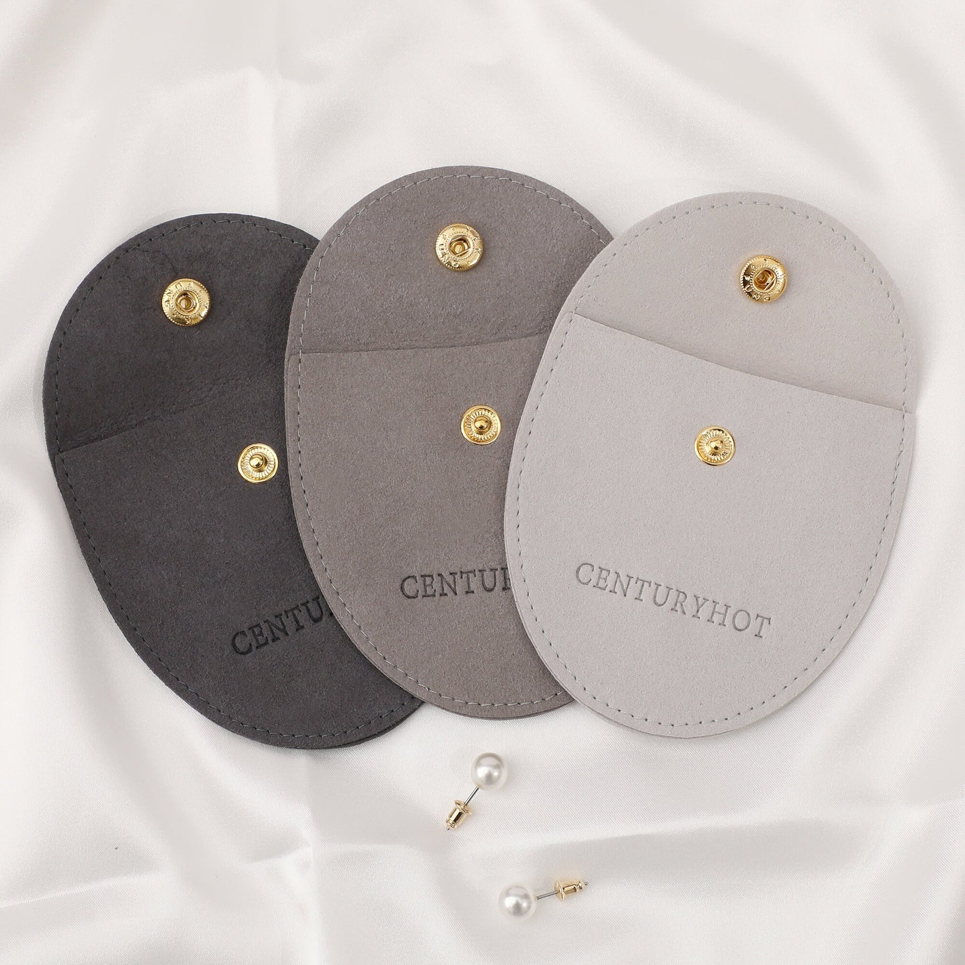 50 Personalized Microfiber Jewelry Bags, Embossed Logo, Custom Packaging-8