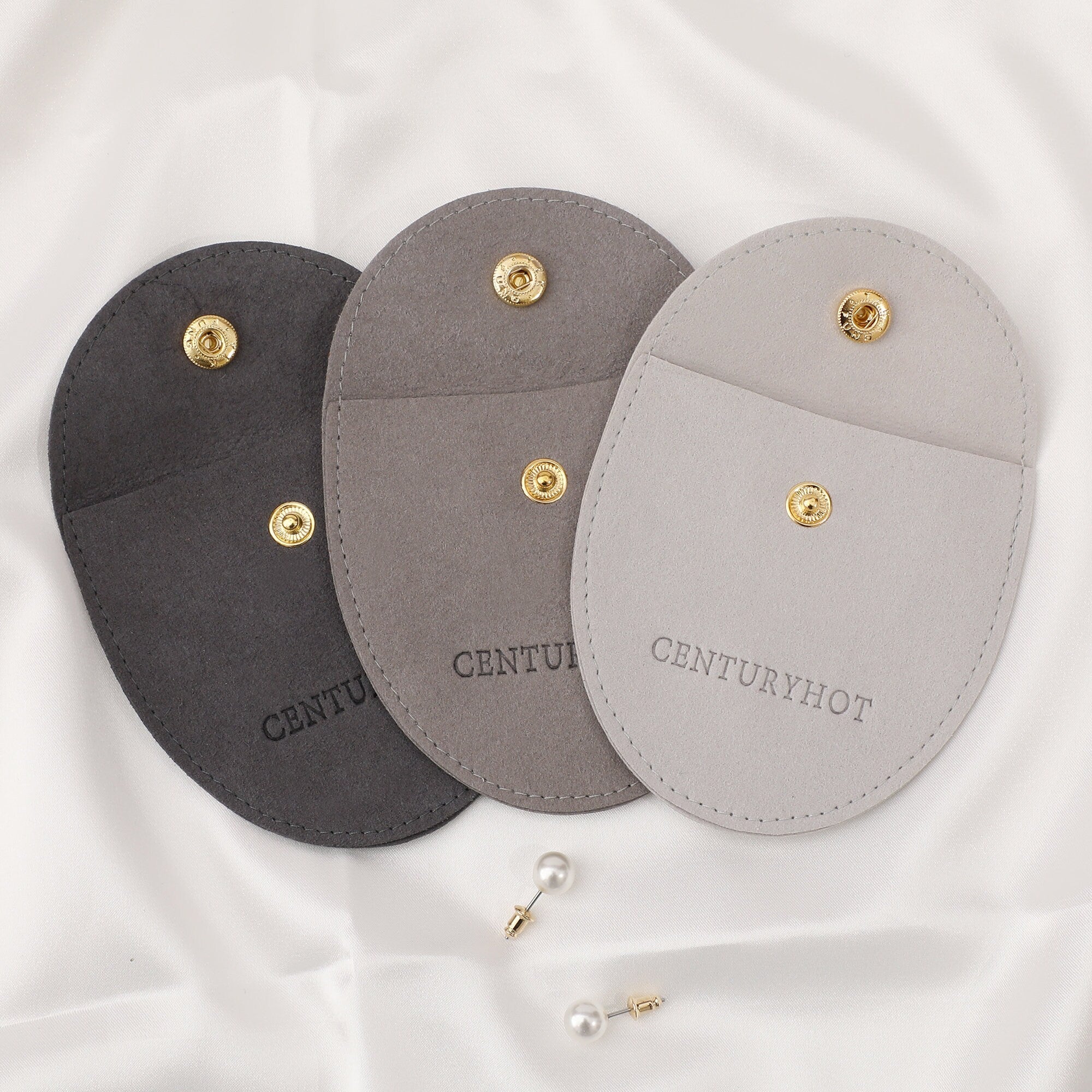 50 Personalized Microfiber Jewelry Bags, Embossed Logo, Custom Packaging-zoom-8