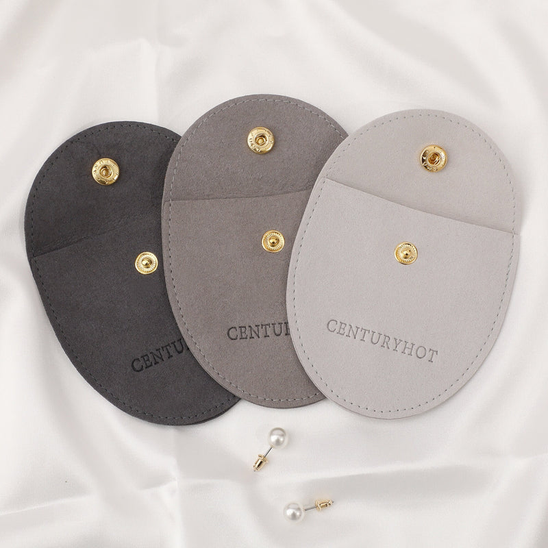 50 Personalized Microfiber Jewelry Bags, Embossed Logo, Custom Packaging-zoom-