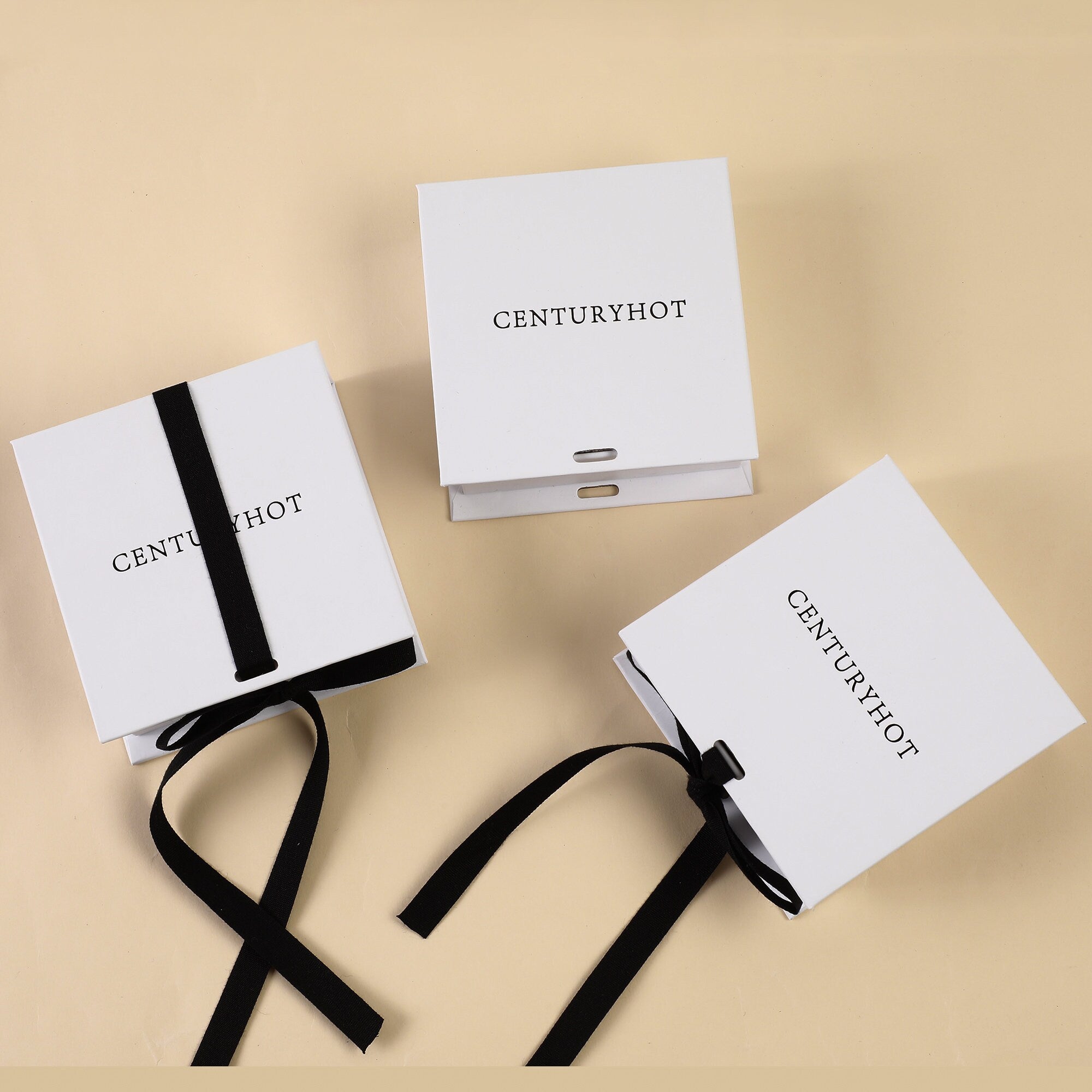 50 White Ribbon Gift Boxes: Custom Logo Jewelry Packaging-zoom-5