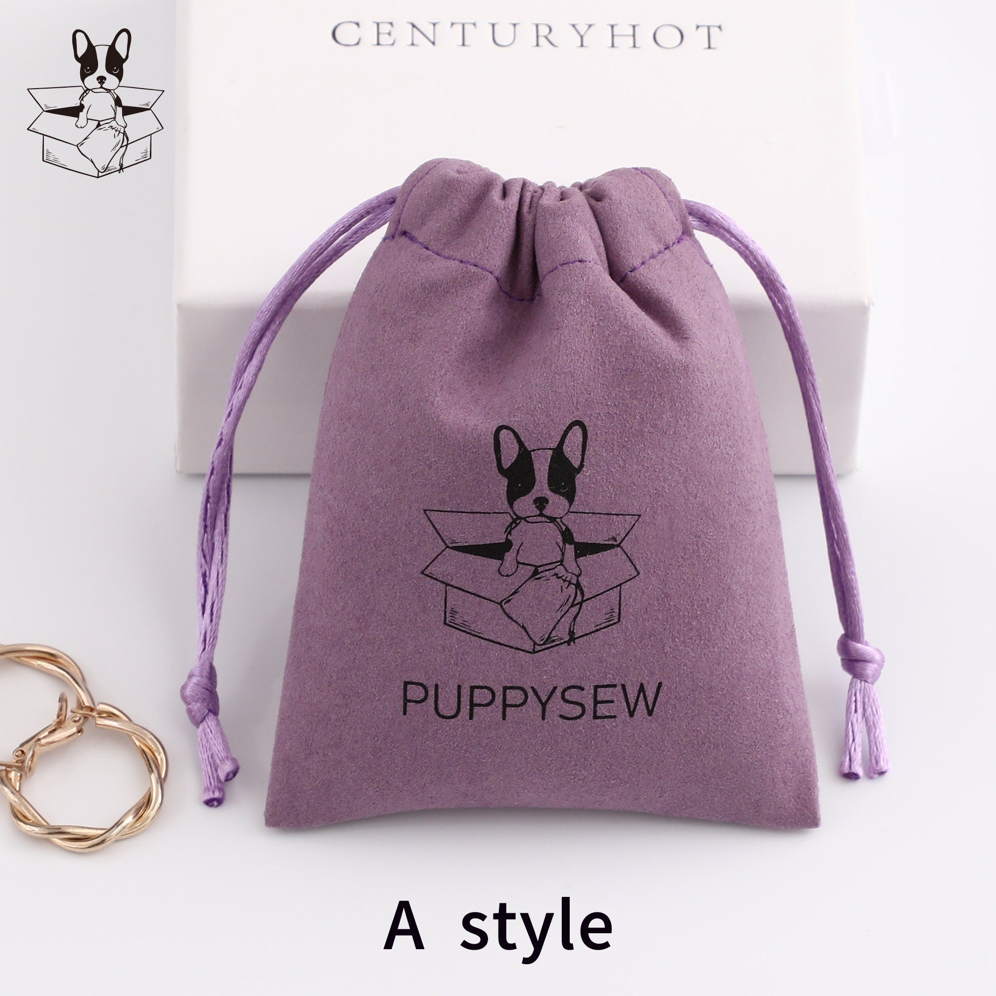 Personalized Purple Microfiber Drawstring Bag, Custom Logo Jewelry Packaging-zoom-6