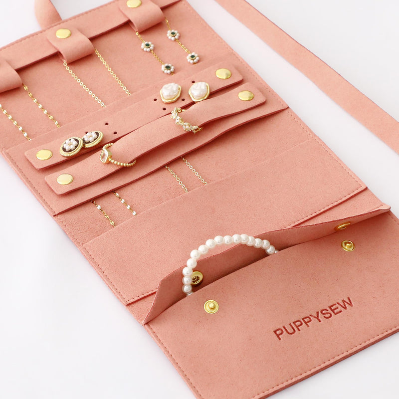Travel Jewelry Roll Organizer – Microfiber Roll-Up Bag-zoom-