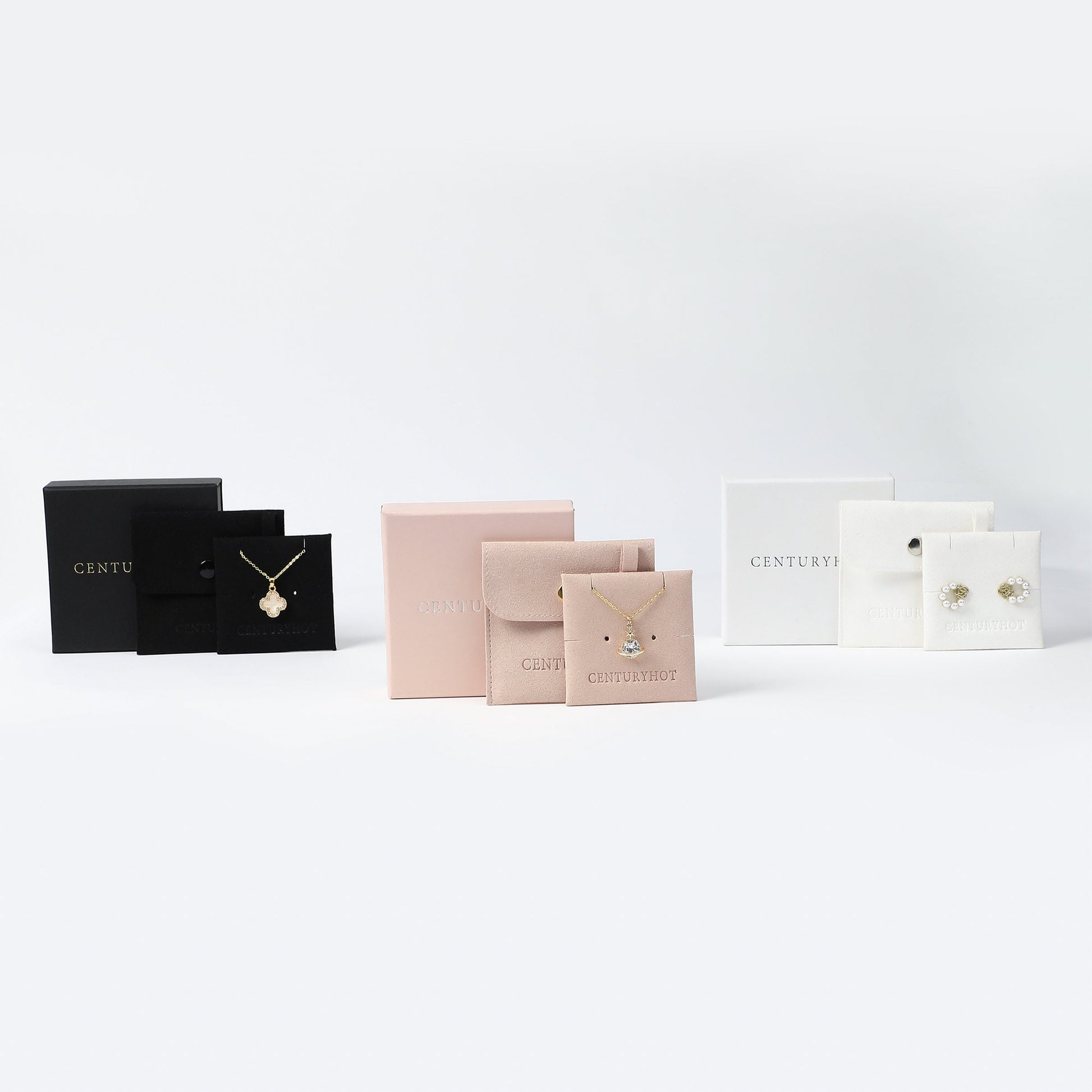 Custom Logo Jewelry Box with Bag & Necklace Clip-9