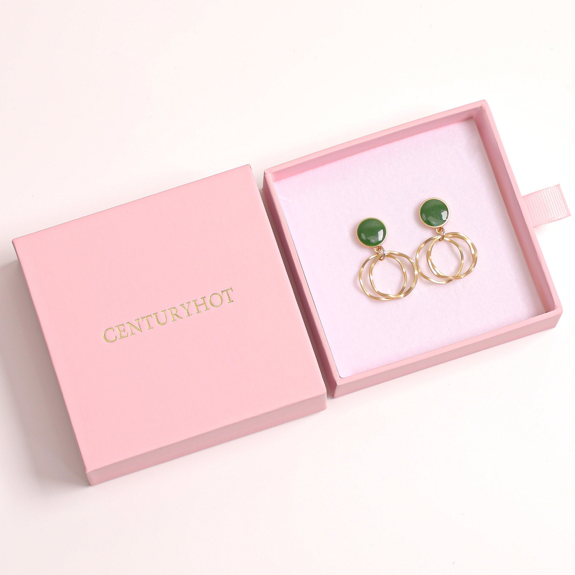 50 Pink Jewelry Box Sets (9x9x3cm) Custom Logo, Cardboard Drawer Packaging-zoom-3