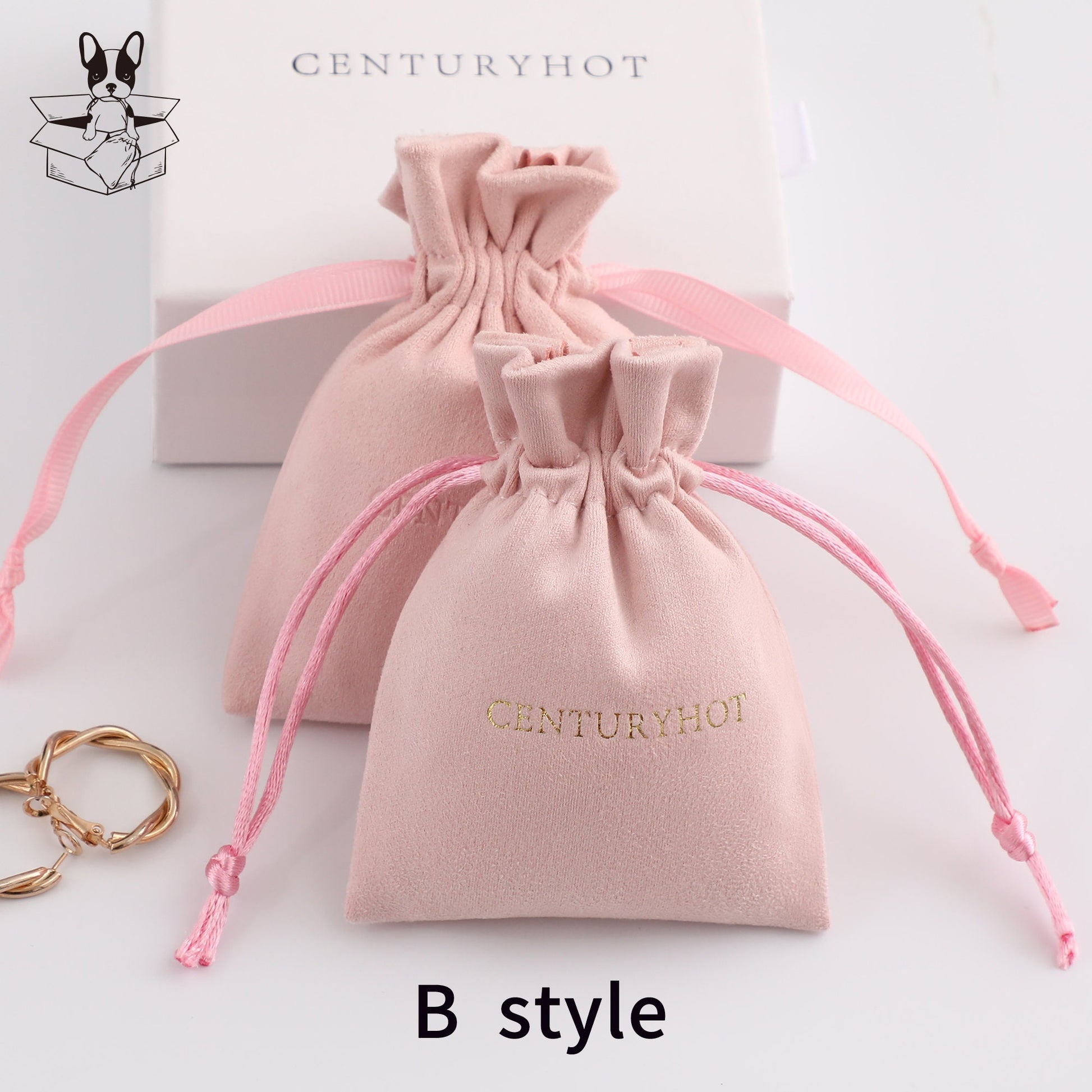 Personalized Suede Drawstring Bag with Logo, Jewelry Pouch-6