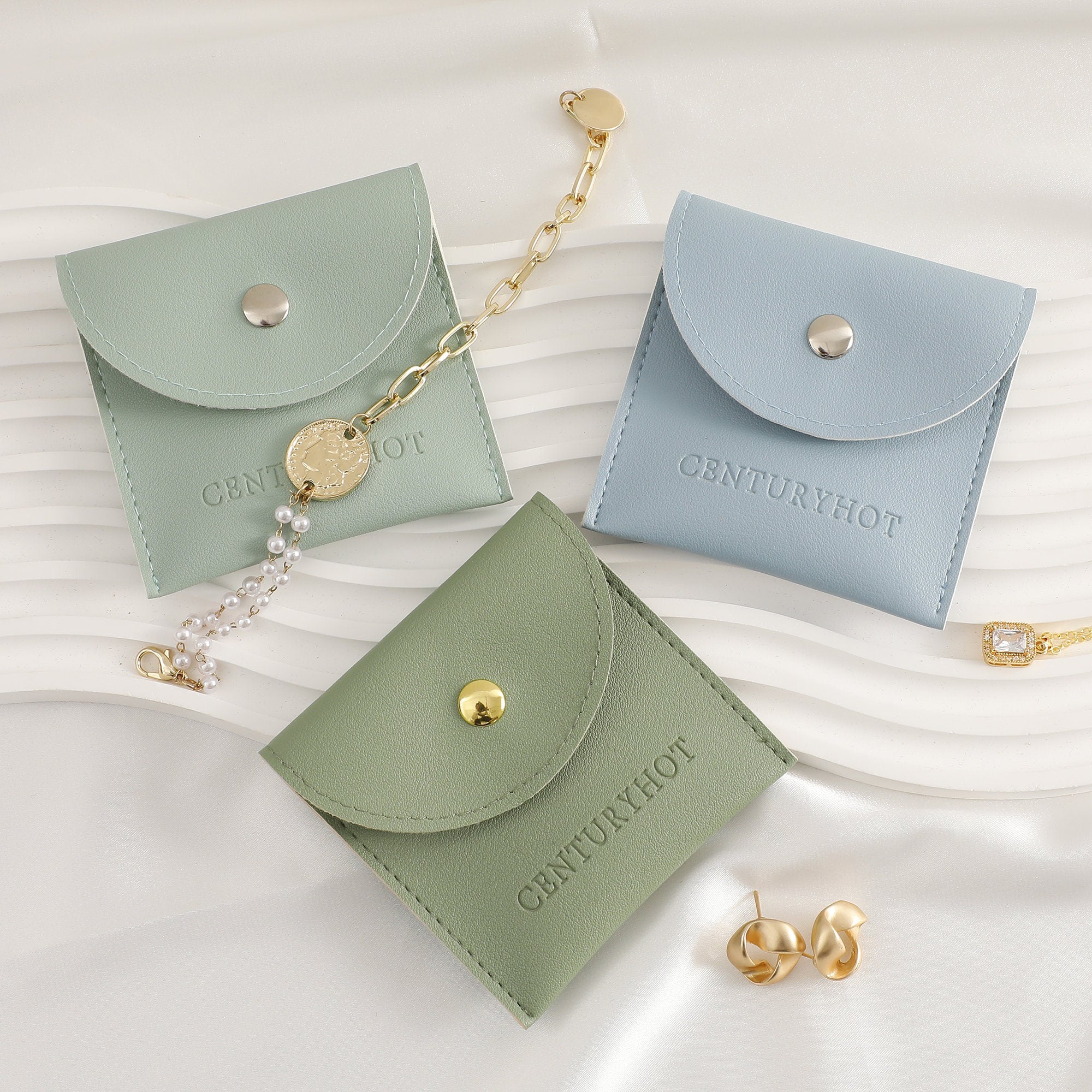 Custom Logo Faux Leather Jewelry Snap Bag (8x8cm)-zoom-1