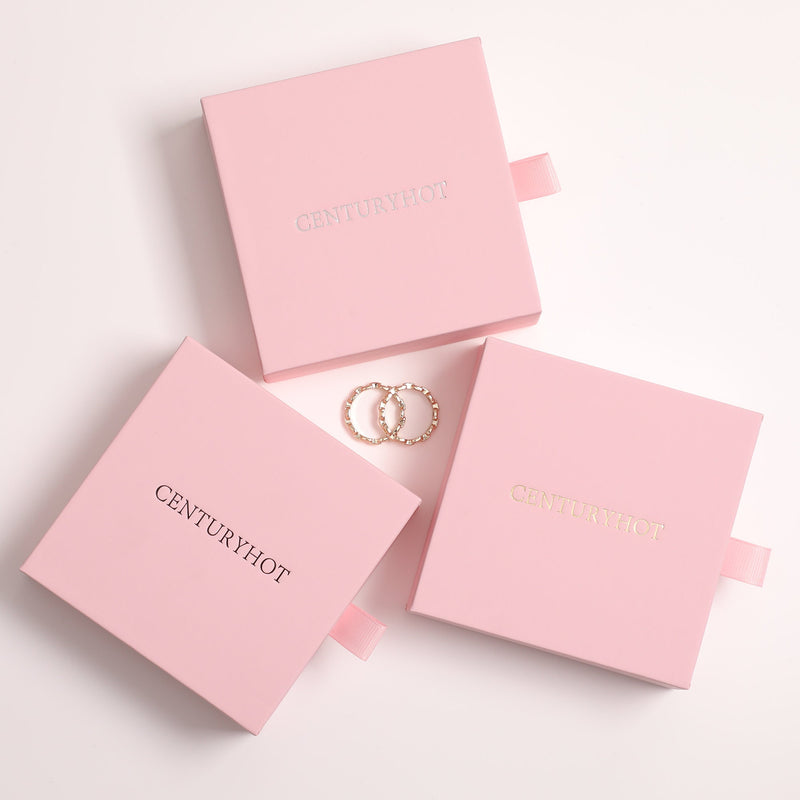 50 Pink Jewelry Box Sets (9x9x3cm) Custom Logo, Cardboard Drawer Packaging-zoom-