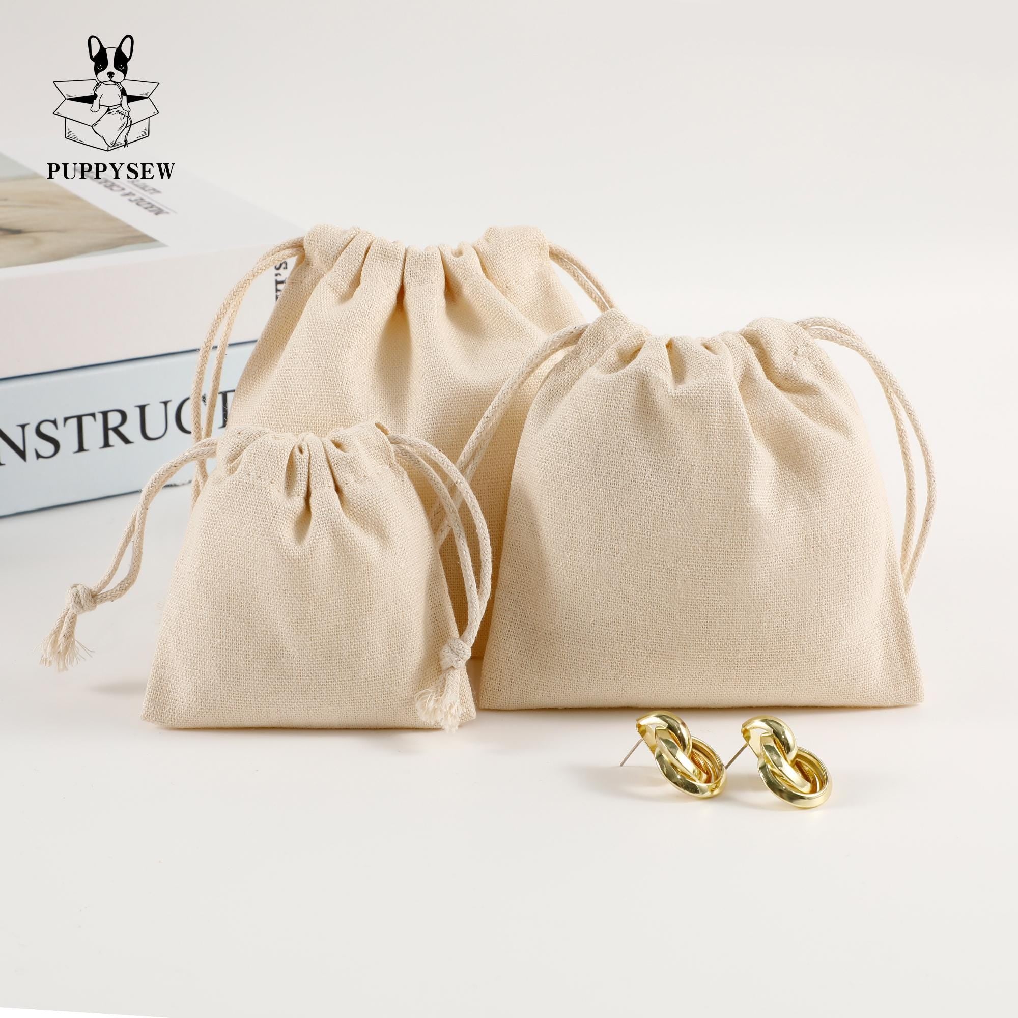 100 Custom Cotton Canvas Drawstring Bags: Logo Jewelry Packaging