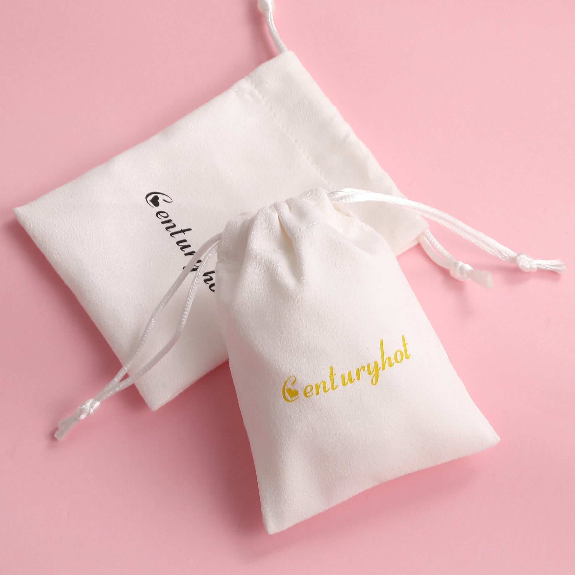 50 Custom Logo Flannel Drawstring Bags, Jewelry Packaging-4