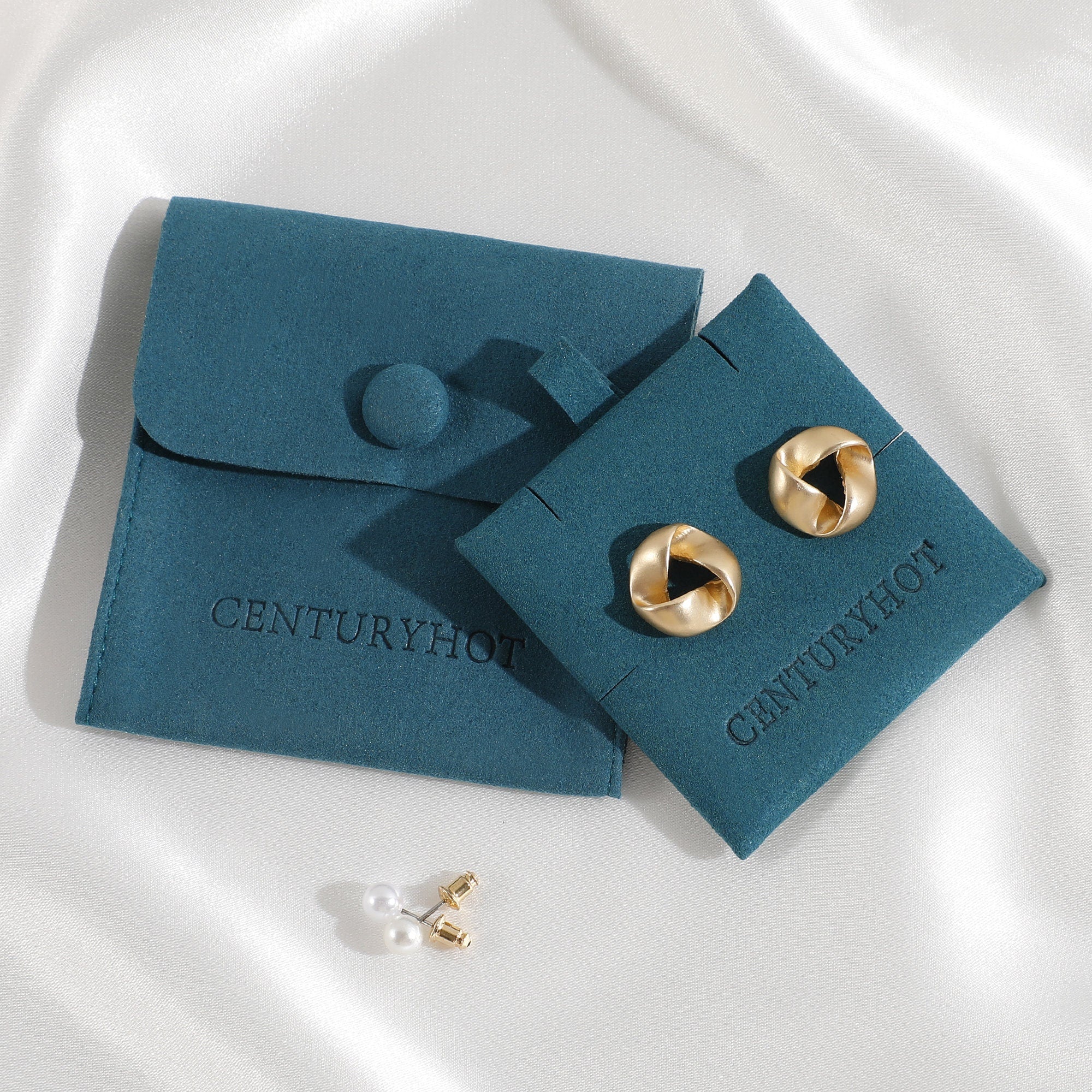 50 Jewelry Bag Pouch with Button Logo Custom Printed Card Earrings Necklace Packaging Bag