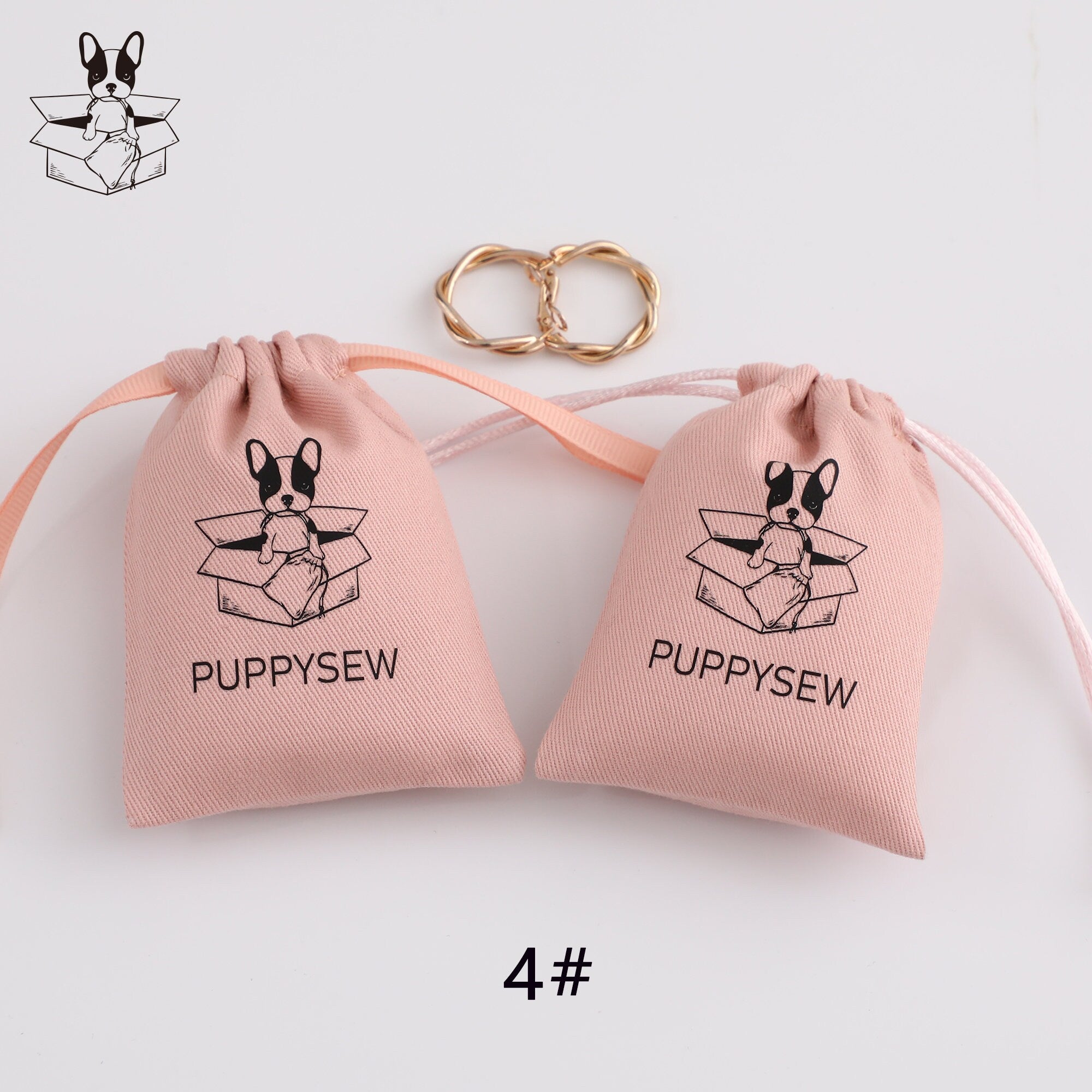 Pink Cotton Drawstring Bag, Custom Logo Jewelry Pouch-zoom-4