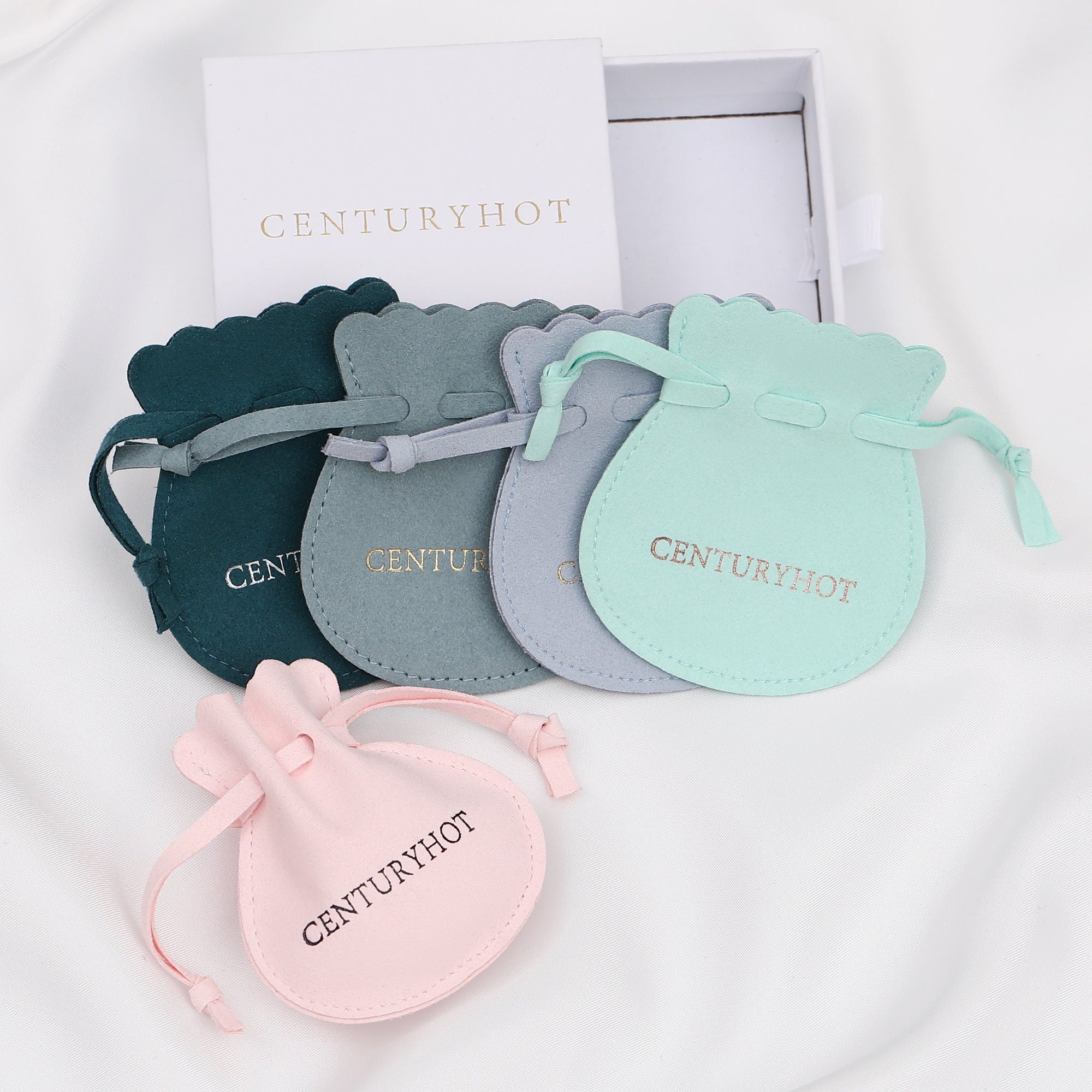 50 Sand Microfiber Jewelry Bags, Personalized Logo Drawstring Packaging-zoom-4