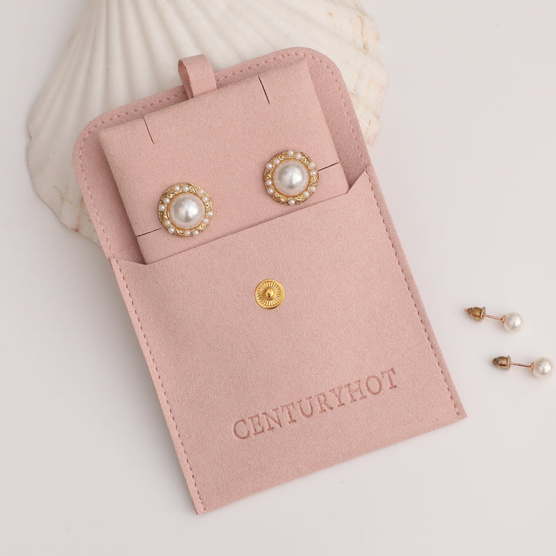 Custom Jewelry Pouch Set (50) | Microfiber Snap Bags with Logo-zoom-