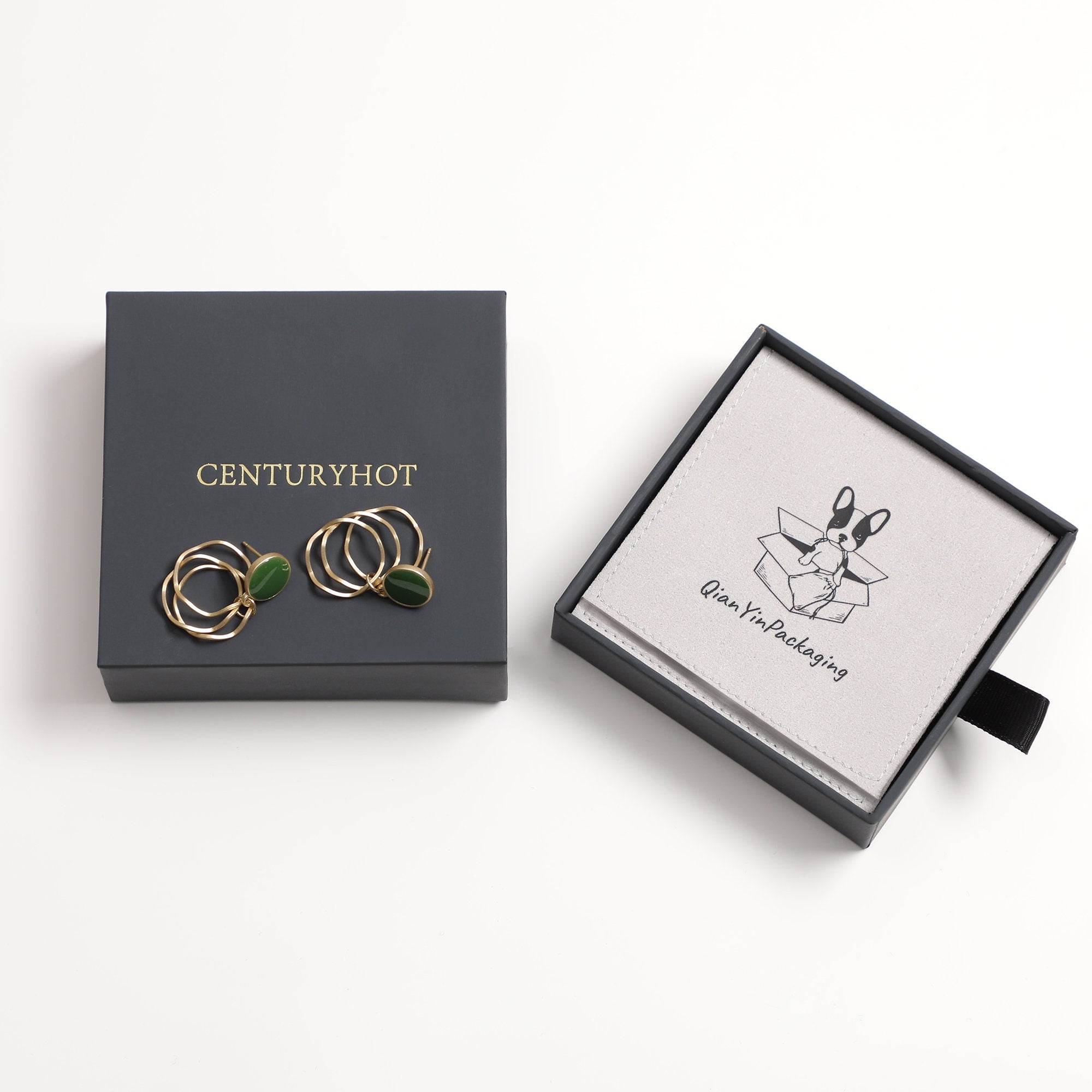 50 Gray Paper Jewelry Box with Sponge, Custom Logo-zoom-3