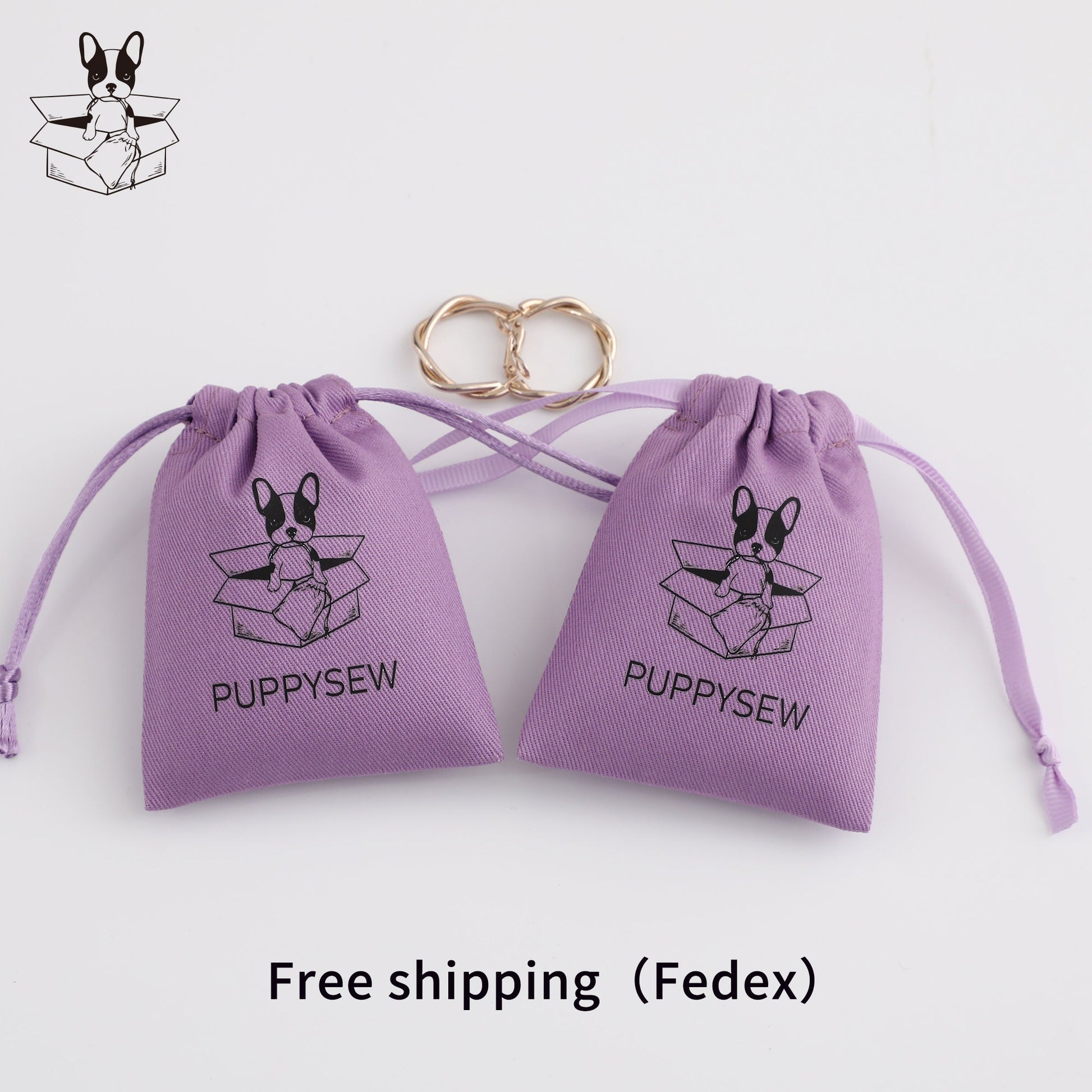Purple Cotton Drawstring Pouch, Personalized Logo, Jewelry Packaging-3
