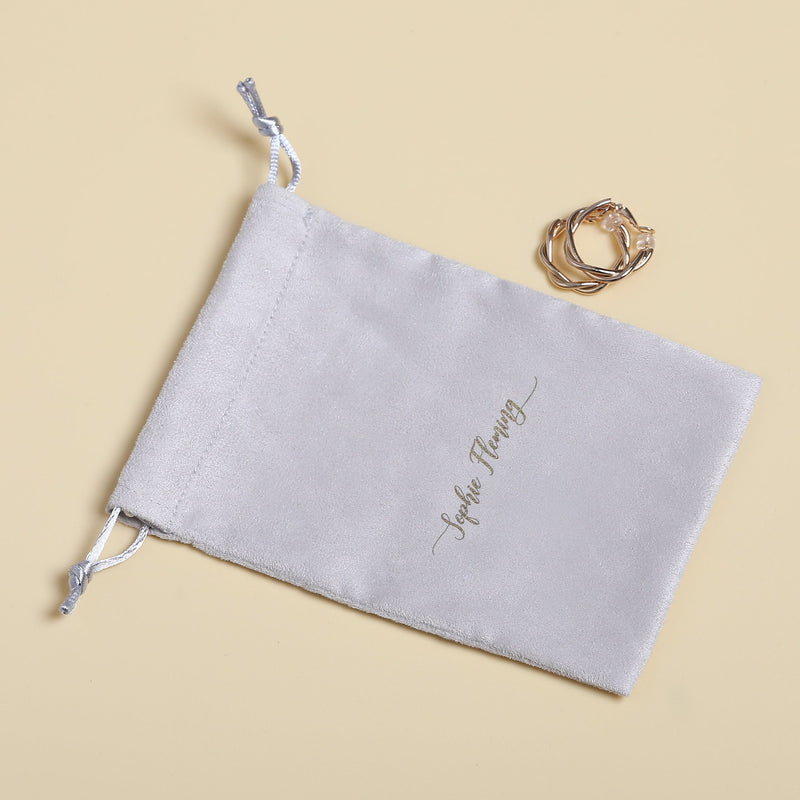 Personalized Gray Flannel Drawstring Bag, Custom Logo Jewelry Packaging-zoom-