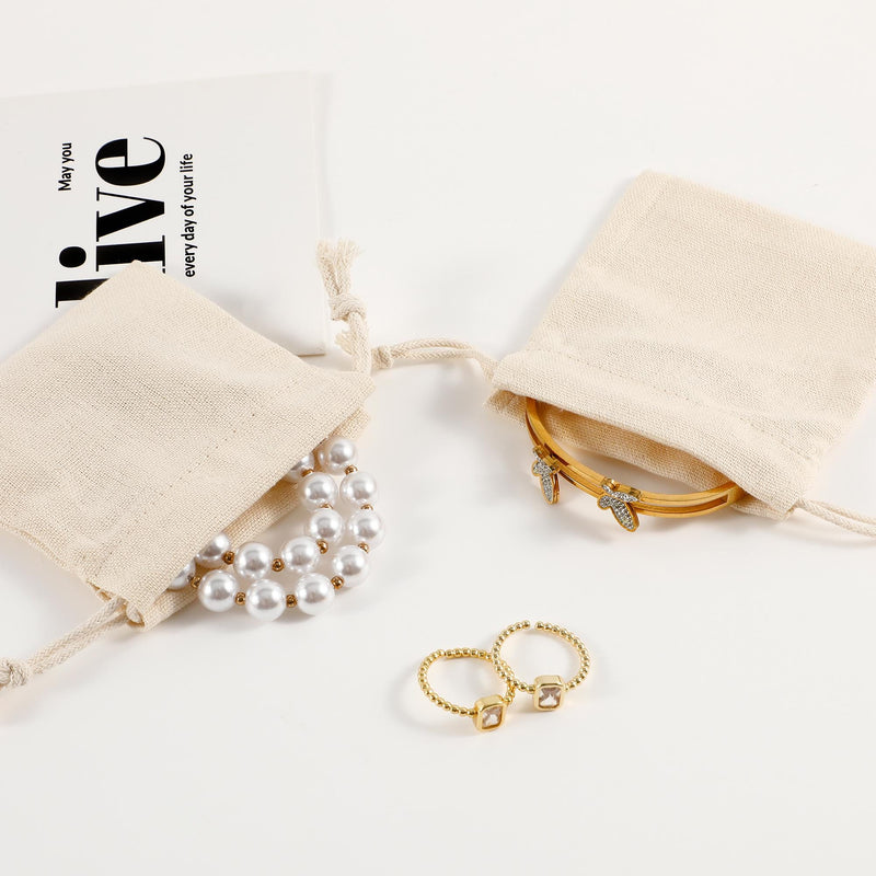 100 Custom Cotton Canvas Drawstring Bags: Logo Jewelry Packaging-zoom-