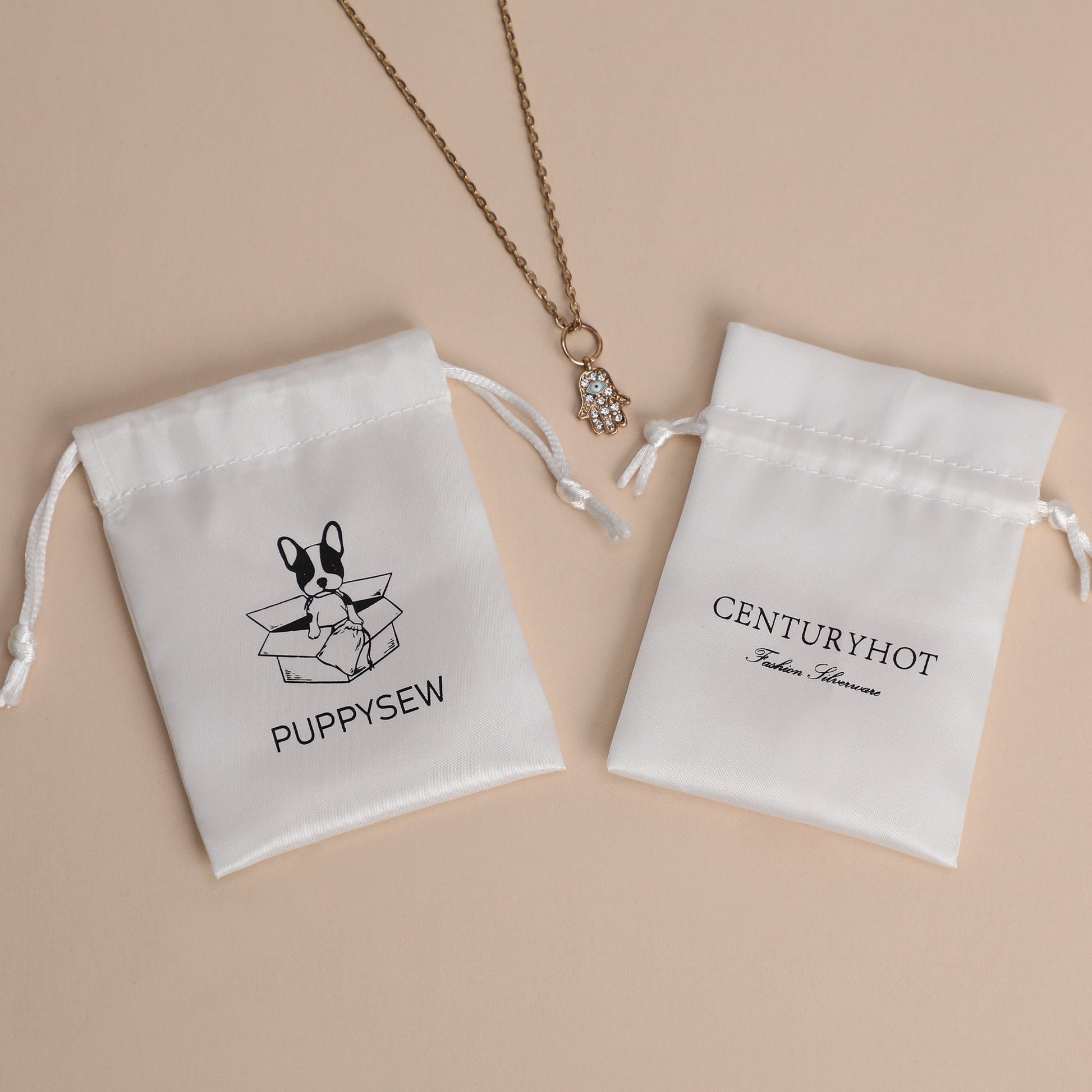 Custom Satin Drawstring Bag: Logo Print Jewelry Packaging-8