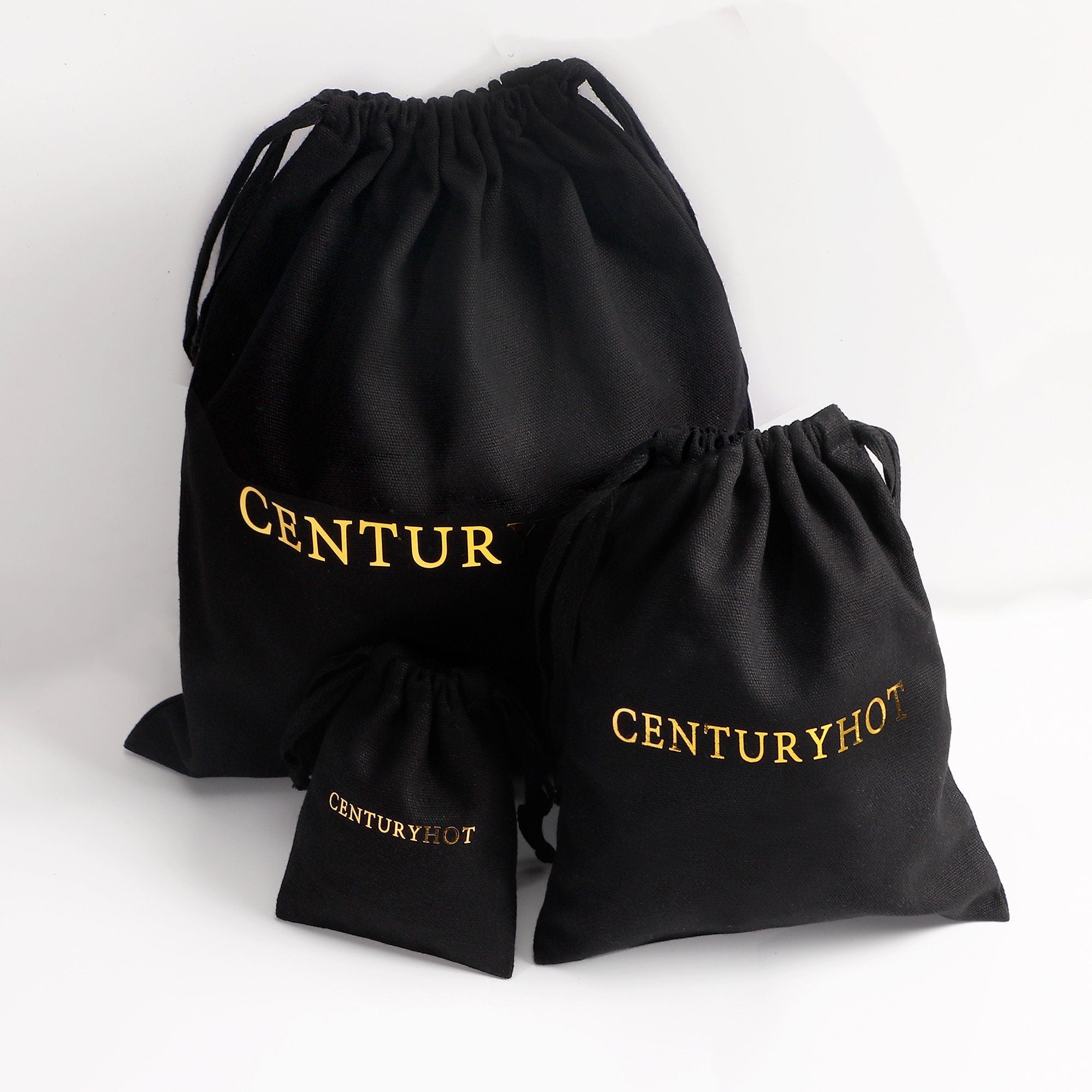 50 Black Cotton Drawstring Bags - Custom Logo, Jewelry, Wedding Favors-zoom-2