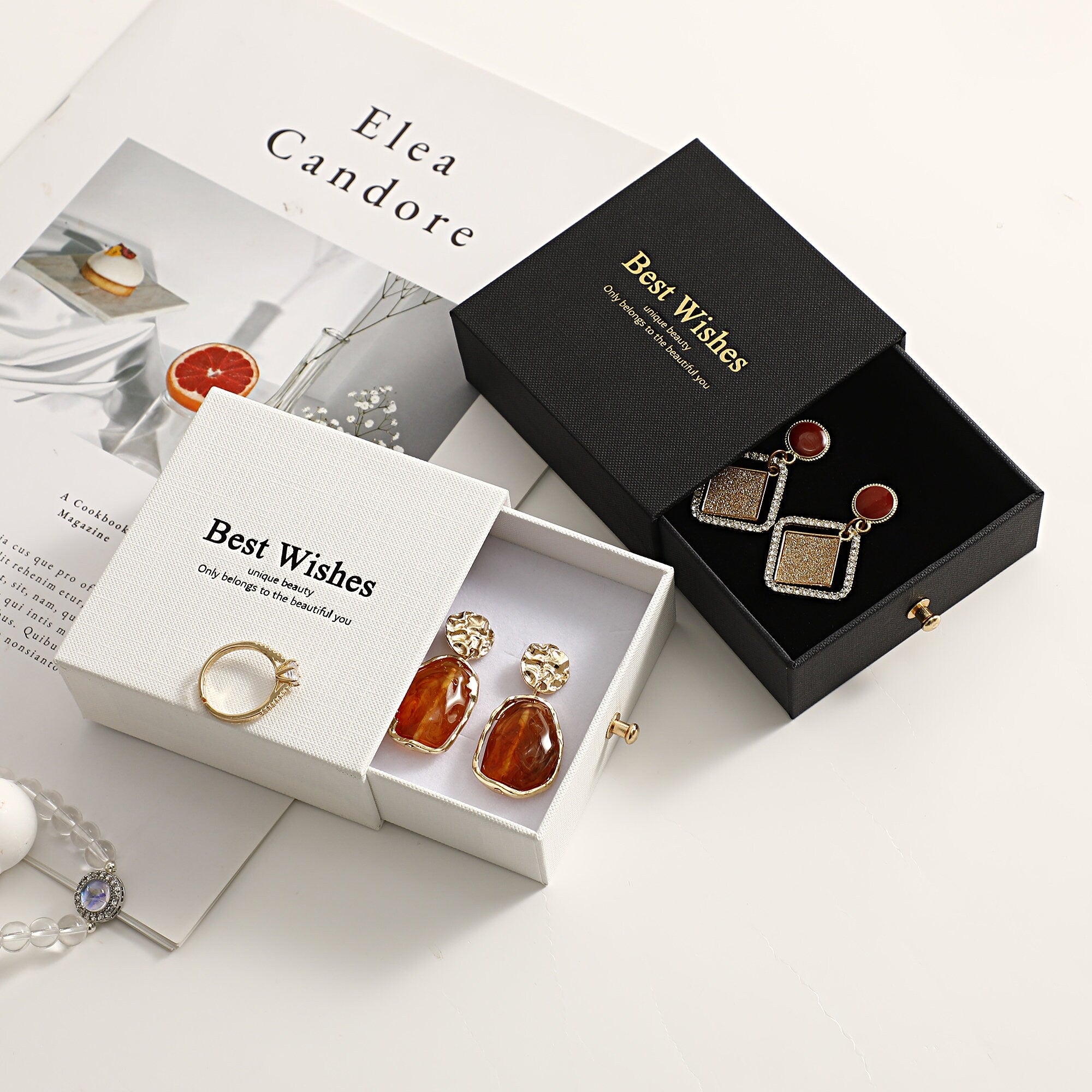 Customizable Jewelry Box with Metal Handle - Necklace, Ring Packaging (50pcs)-zoom-10