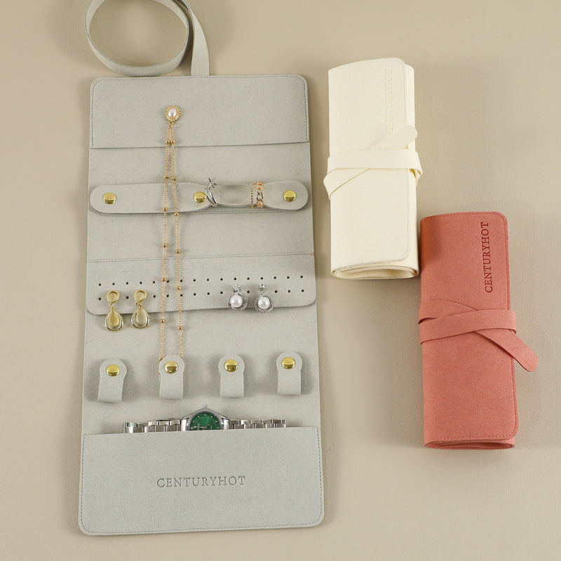 Microfiber Travel Jewelry Roll, Earring Ring Necklace Storage (10pcs)-zoom-